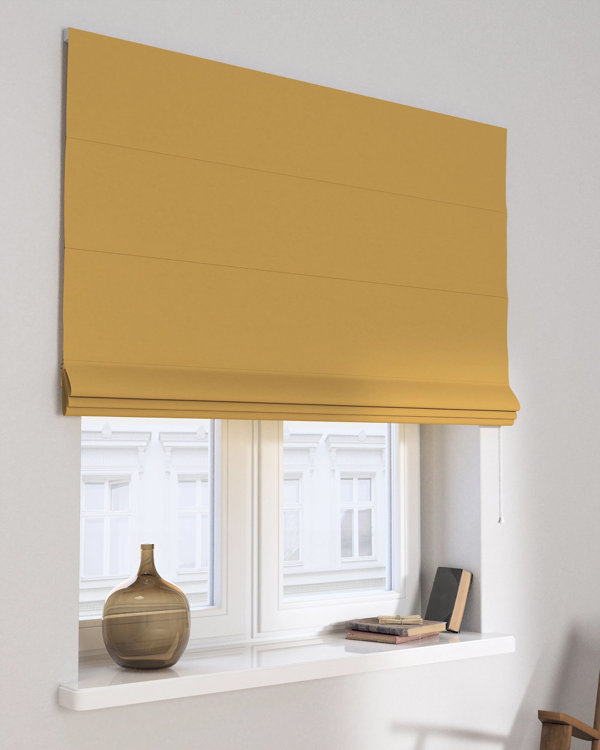 Capri Roman blind product colour yellow fabric blackout