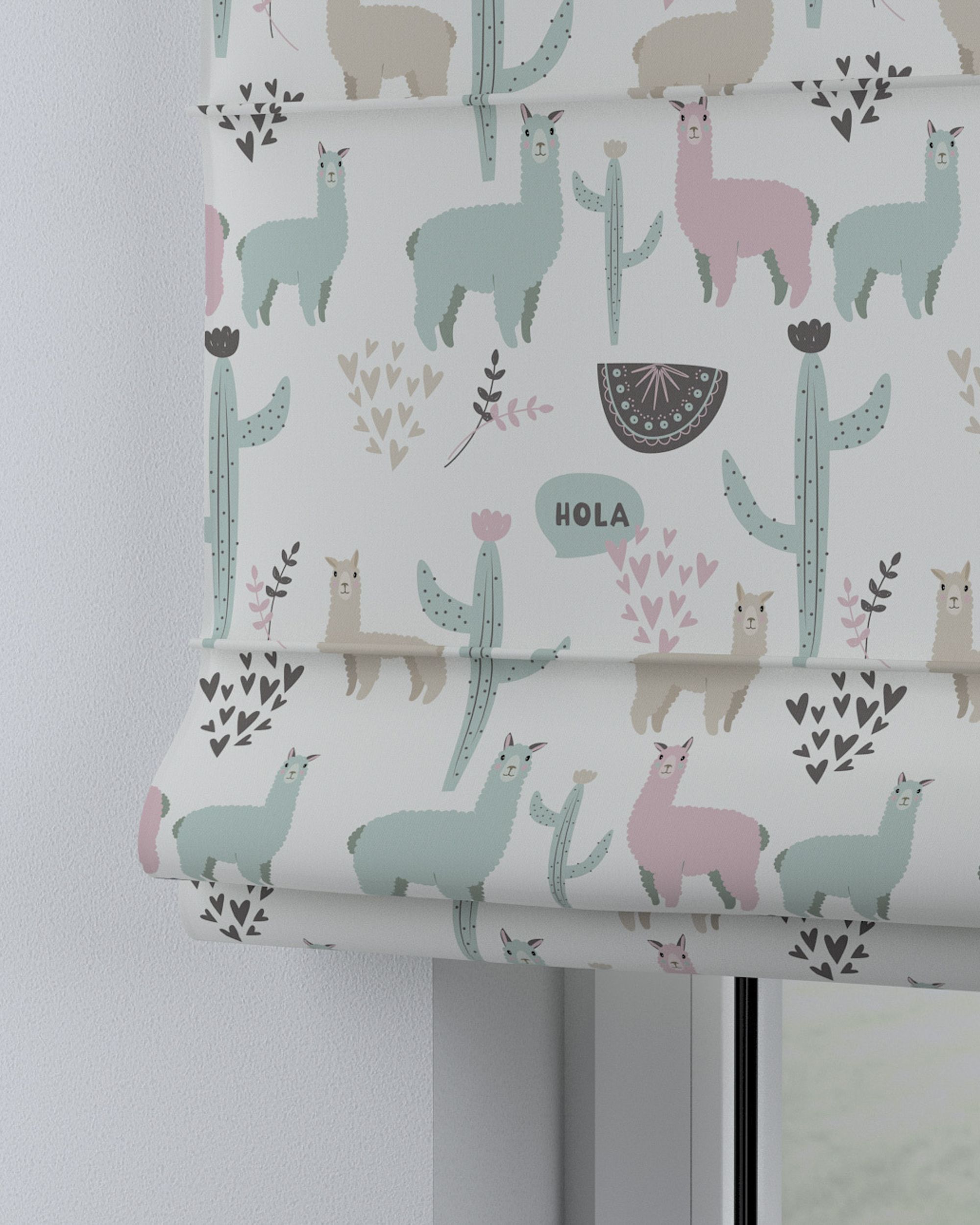 Capri Roman blind product colour green fabric patterned (hover)