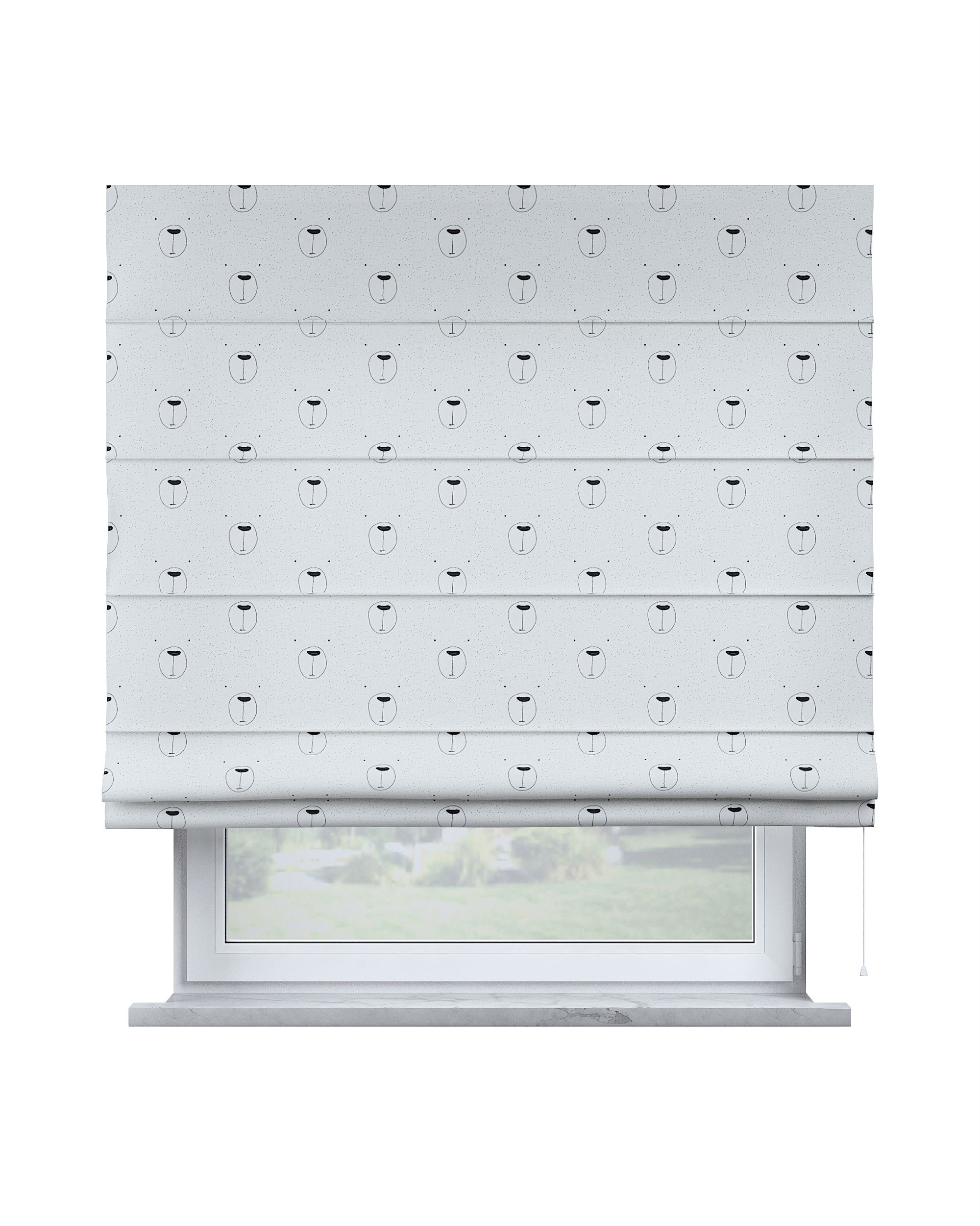 Capri Roman blind product colour white fabric patterned
