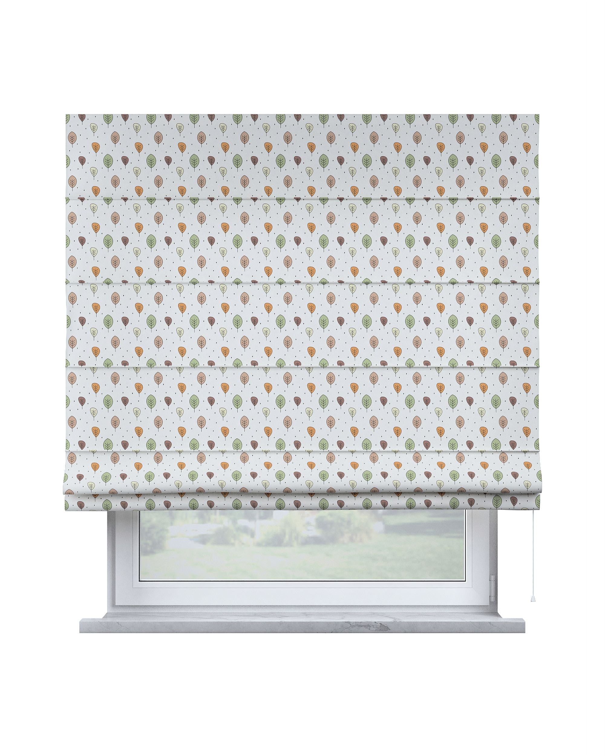 Capri Roman blind product colour brown fabric patterned