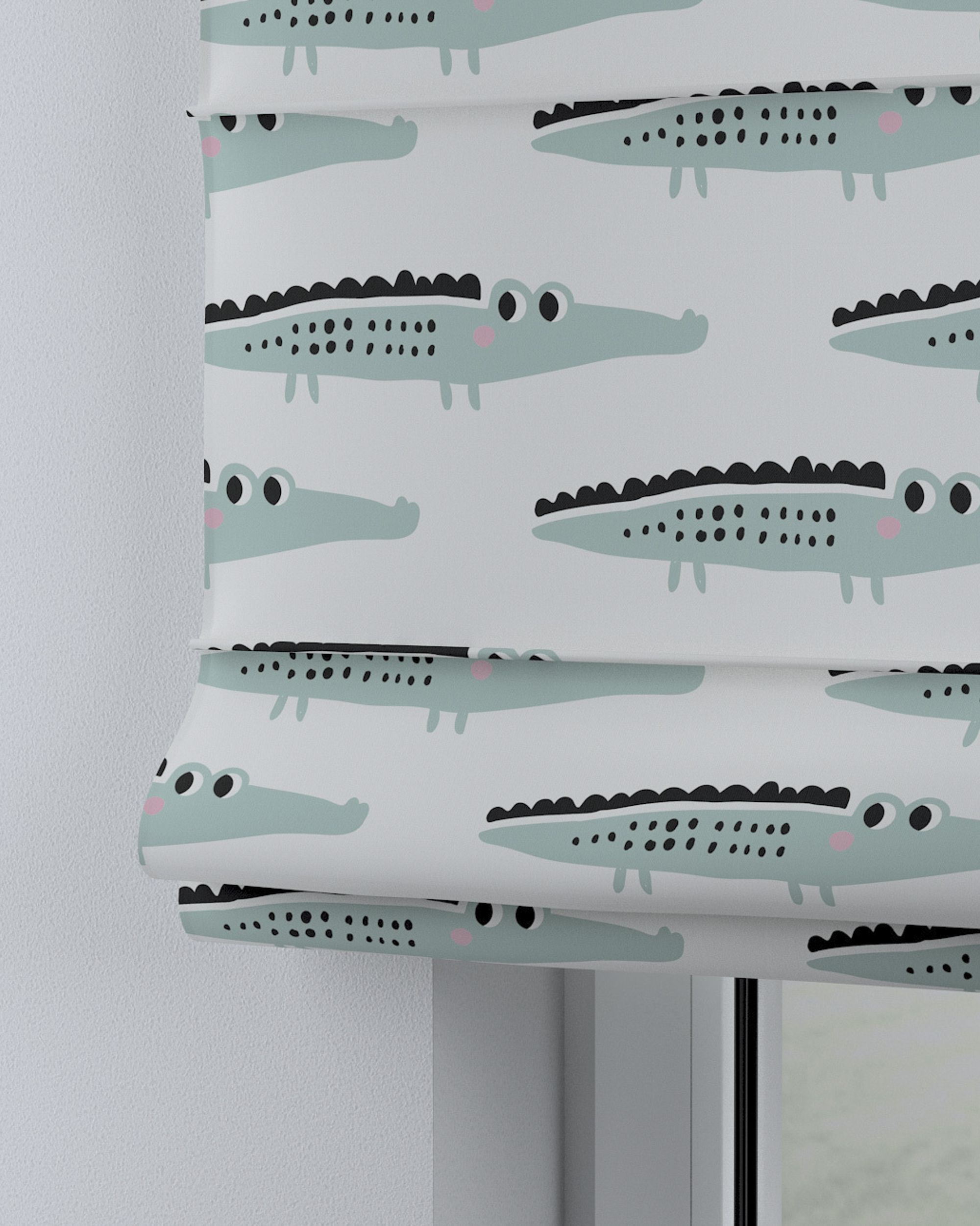 Capri Roman blind product colour green fabric patterned (hover)