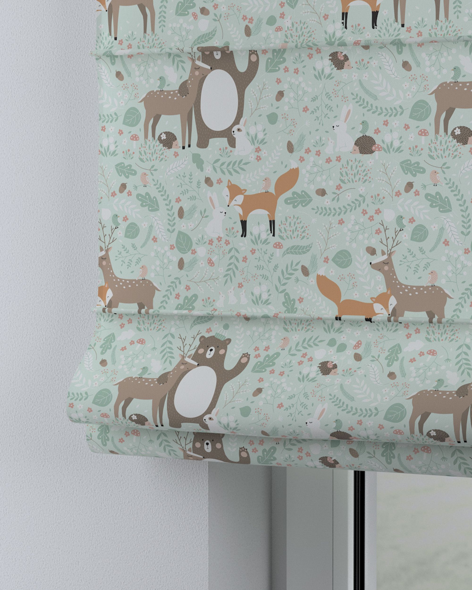 Capri Roman blind product colour green fabric patterned (hover)