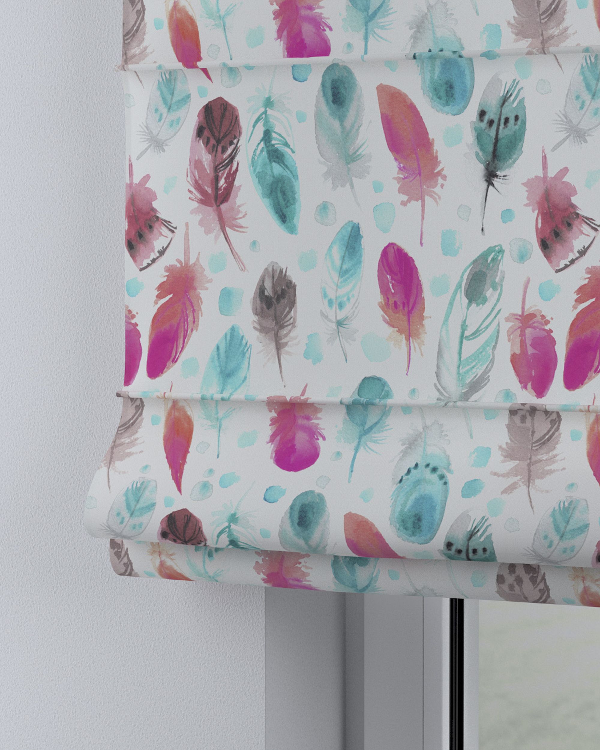 Capri Roman blind product colour blue fabric patterned (hover)