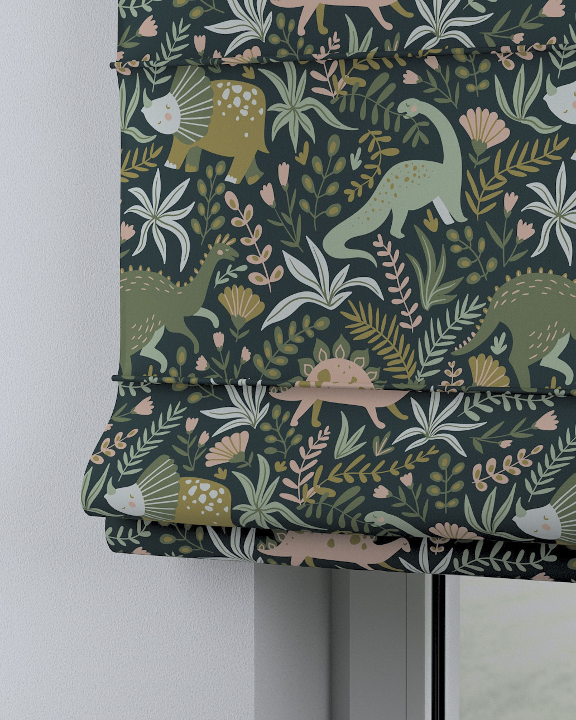 Capri Roman blind product colour green fabric patterned (hover)