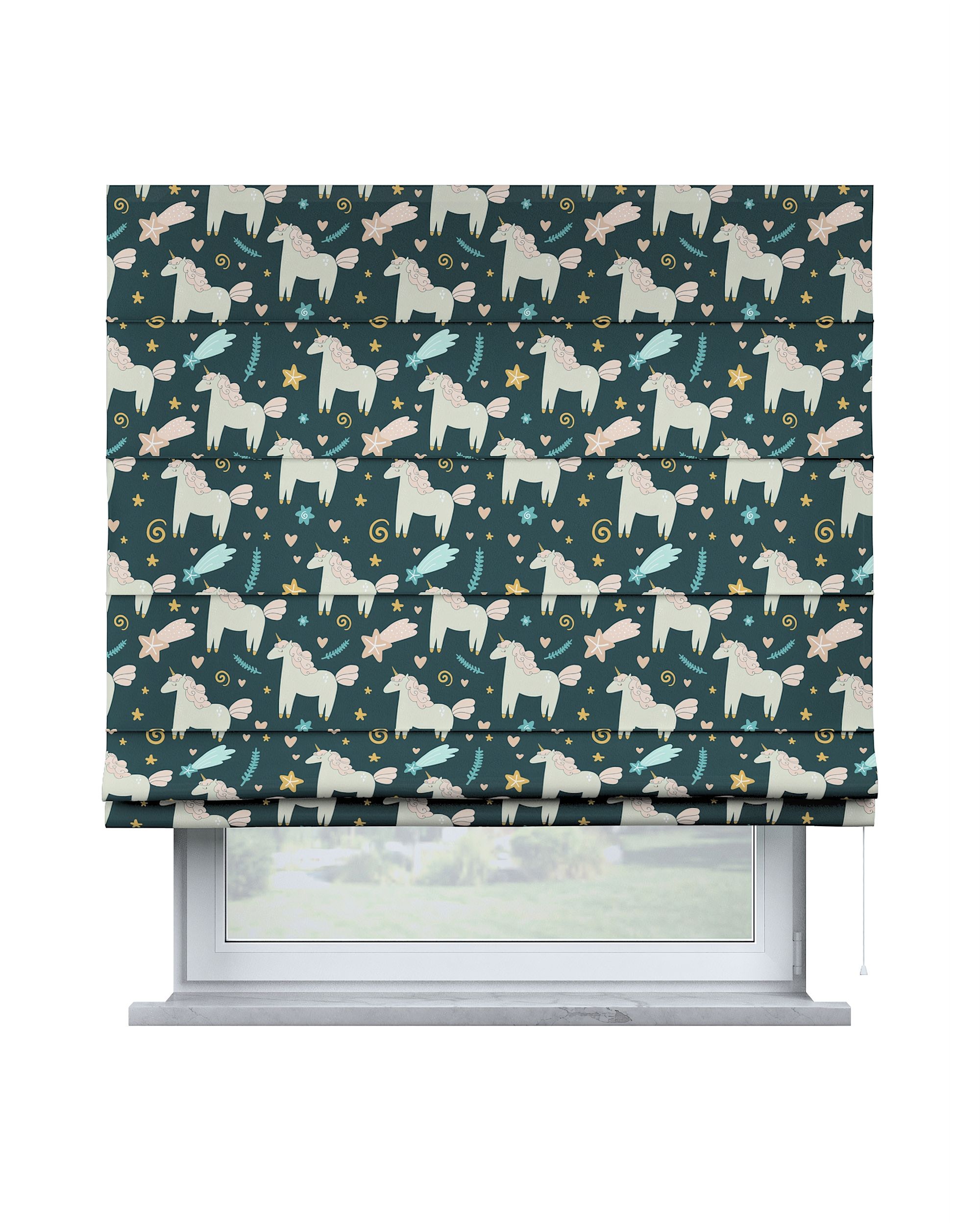 Capri Roman blind product colour brown fabric patterned