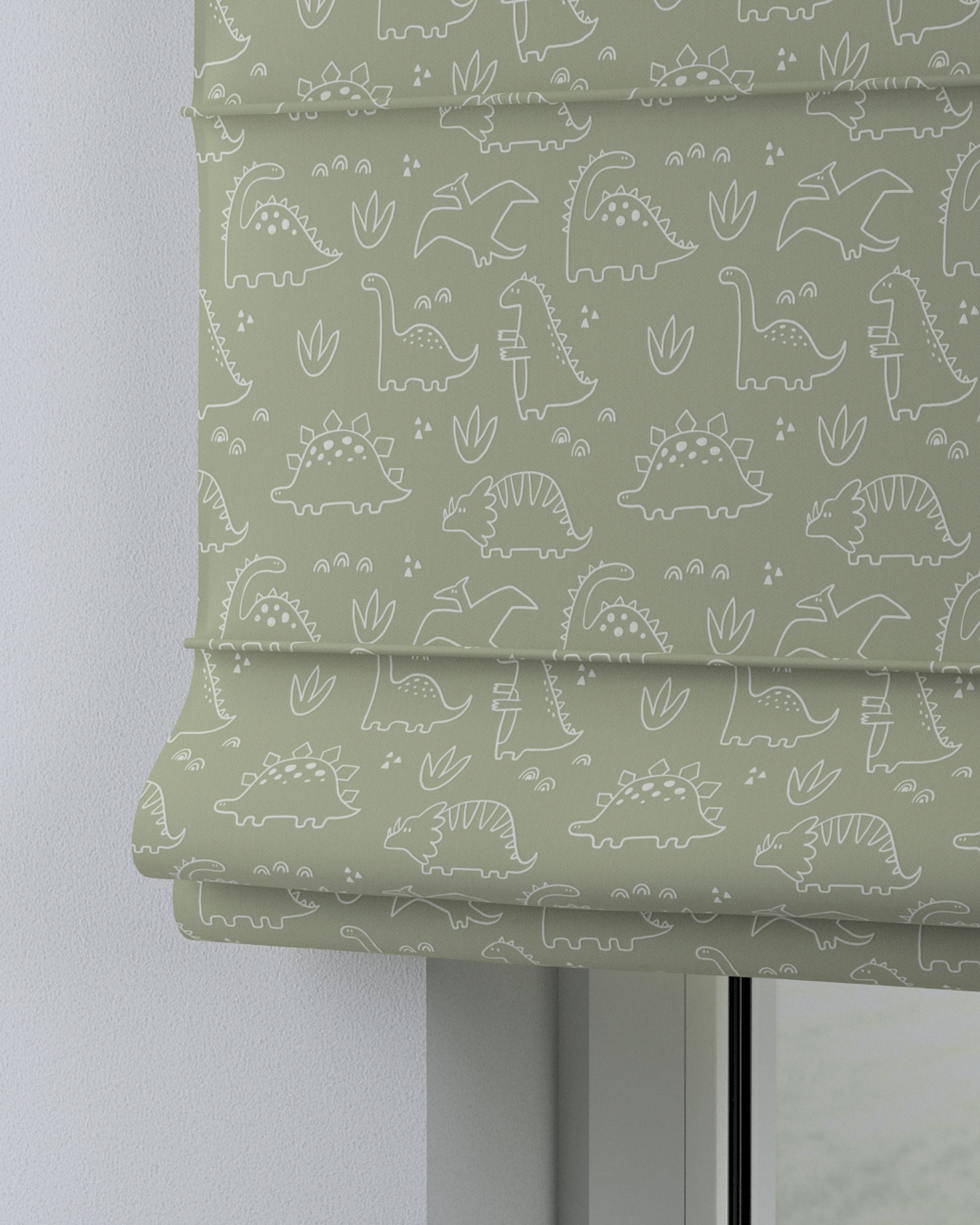 Capri Roman blind product colour green fabric patterned (hover)