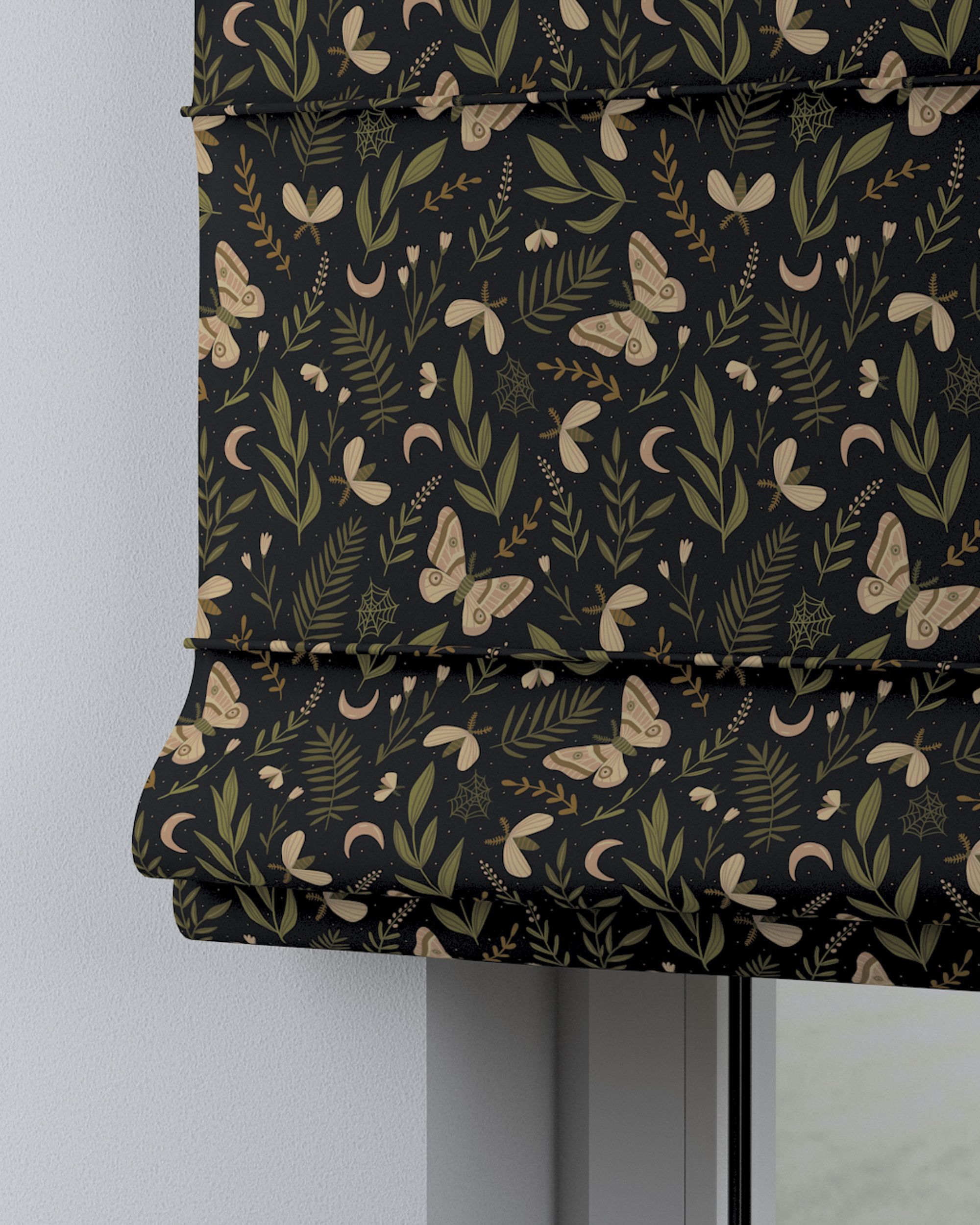 Capri Roman blind product colour black fabric patterned (hover)