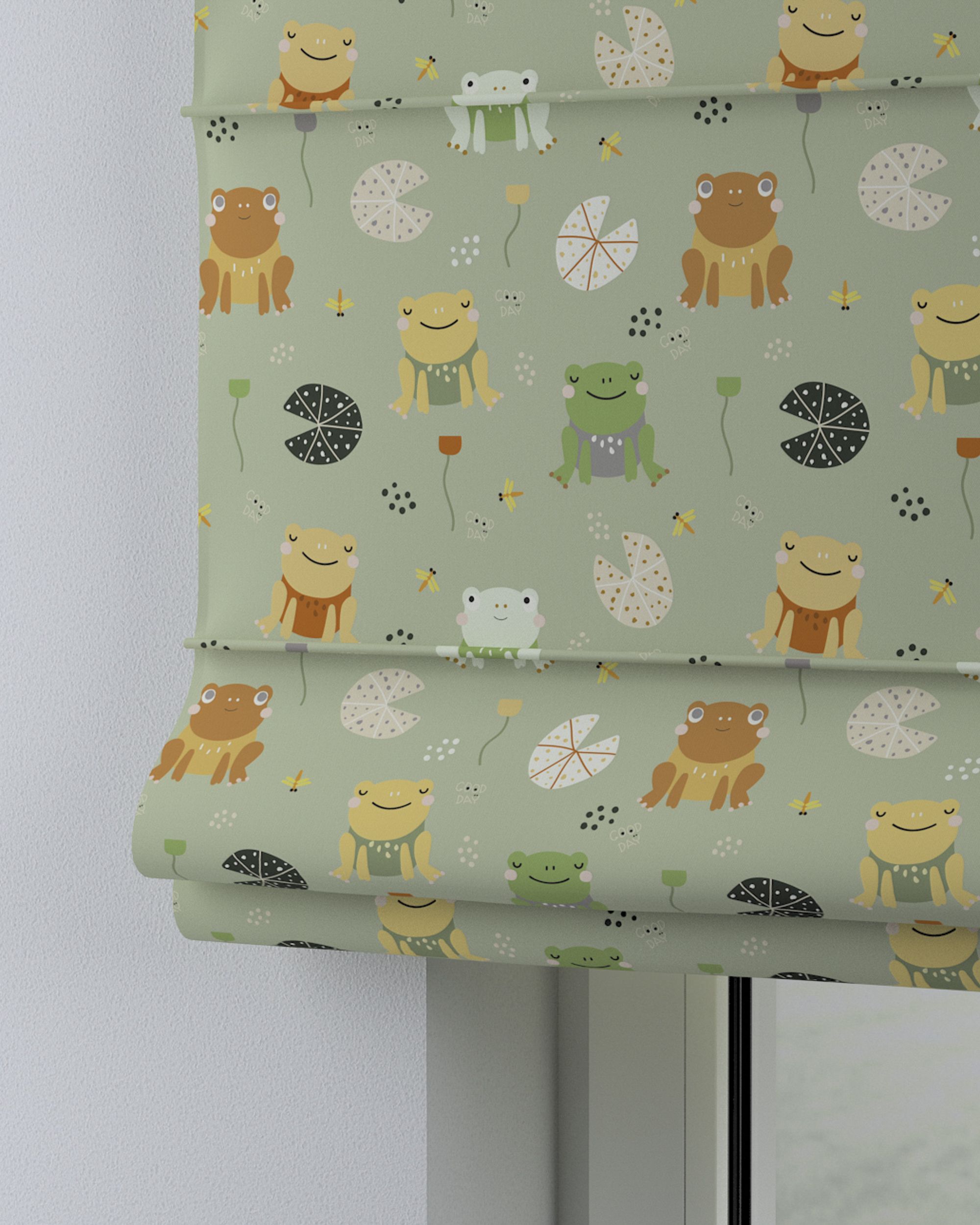 Capri Roman blind product colour green fabric patterned (hover)