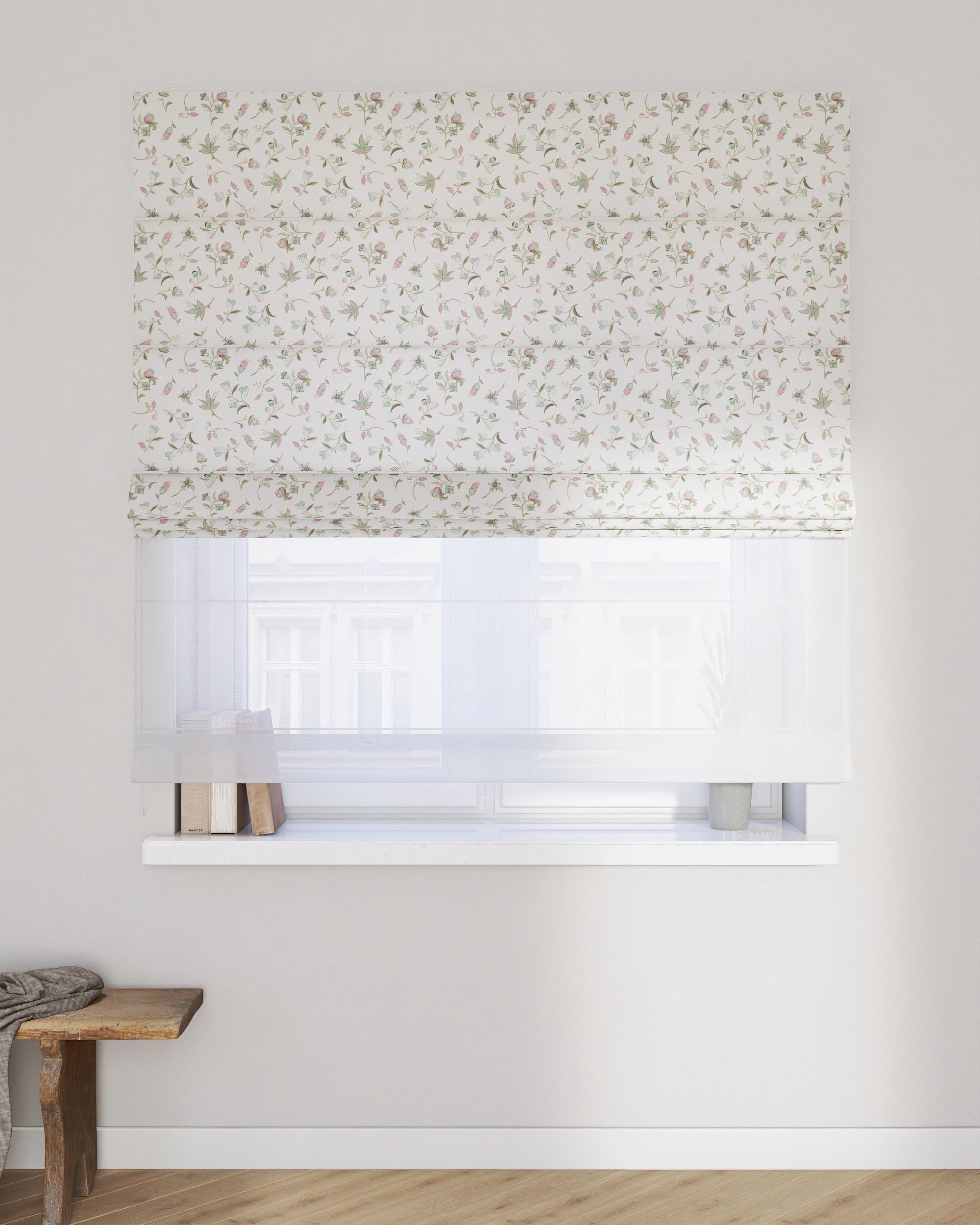 Double layered Roman blind DUO product colour multicolour fabric patterned (hover)