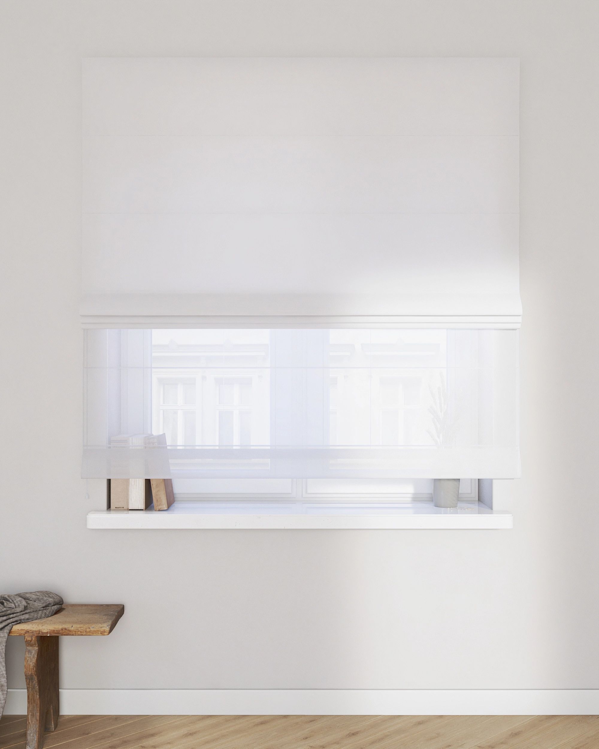 Double layered Roman blind DUO product colour white (hover)
