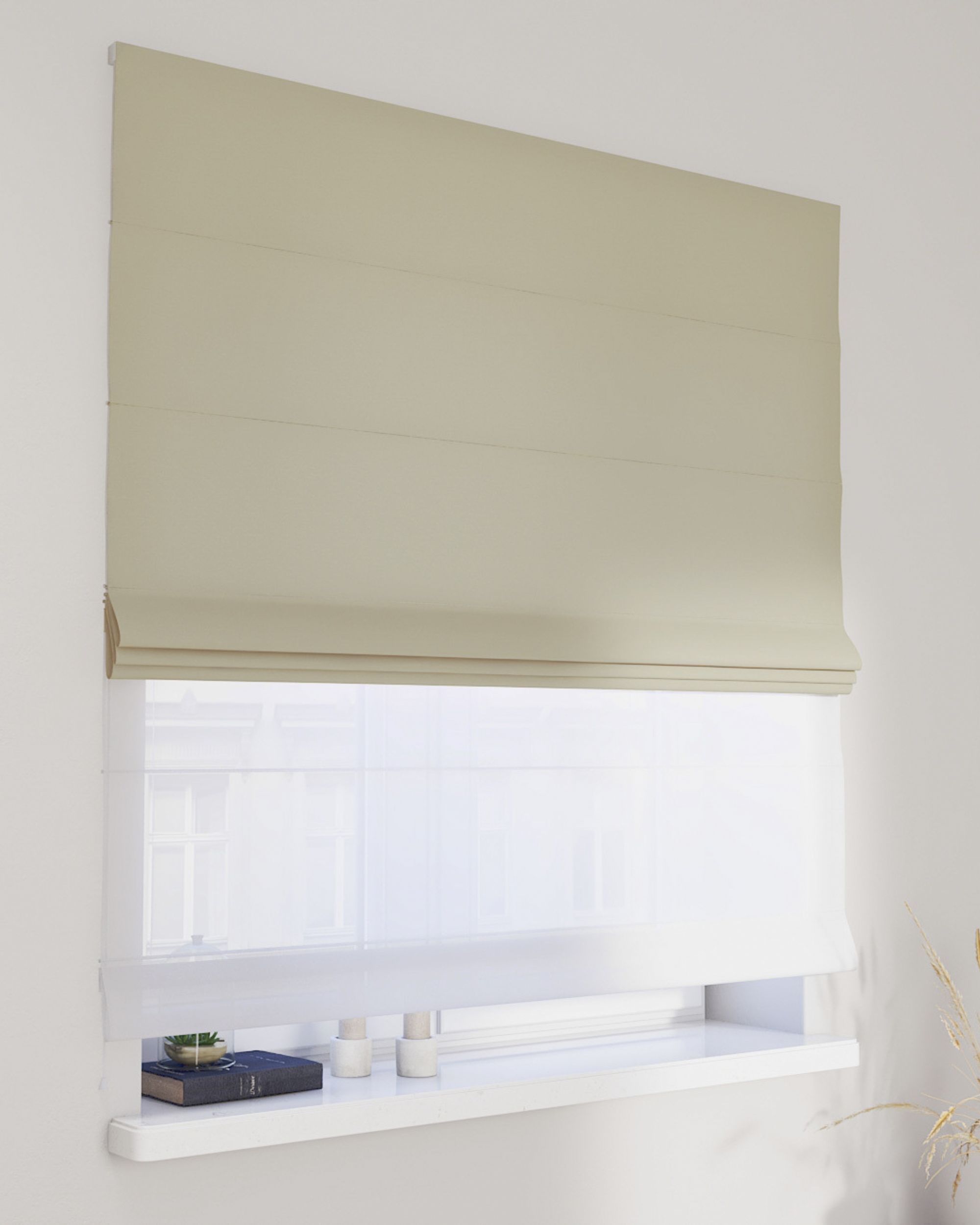 Double layered Roman blind DUO product colour beige