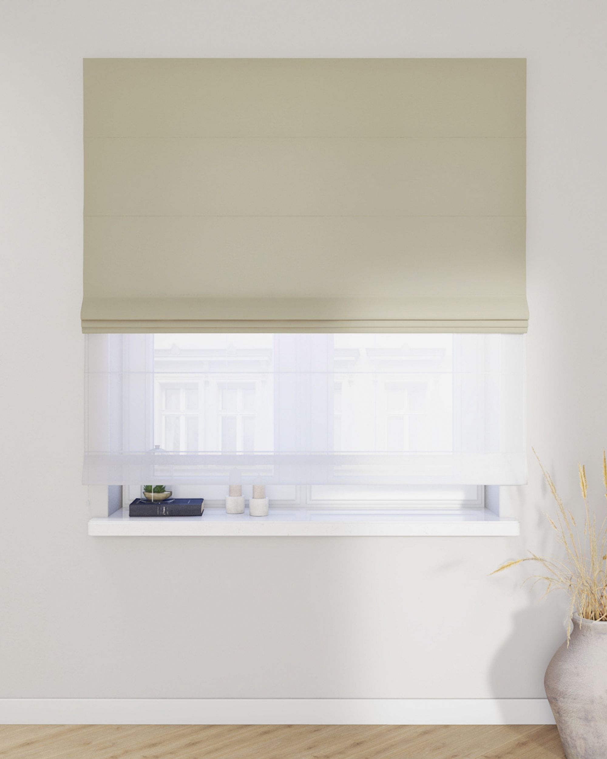 Double layered Roman blind DUO product colour beige (hover)