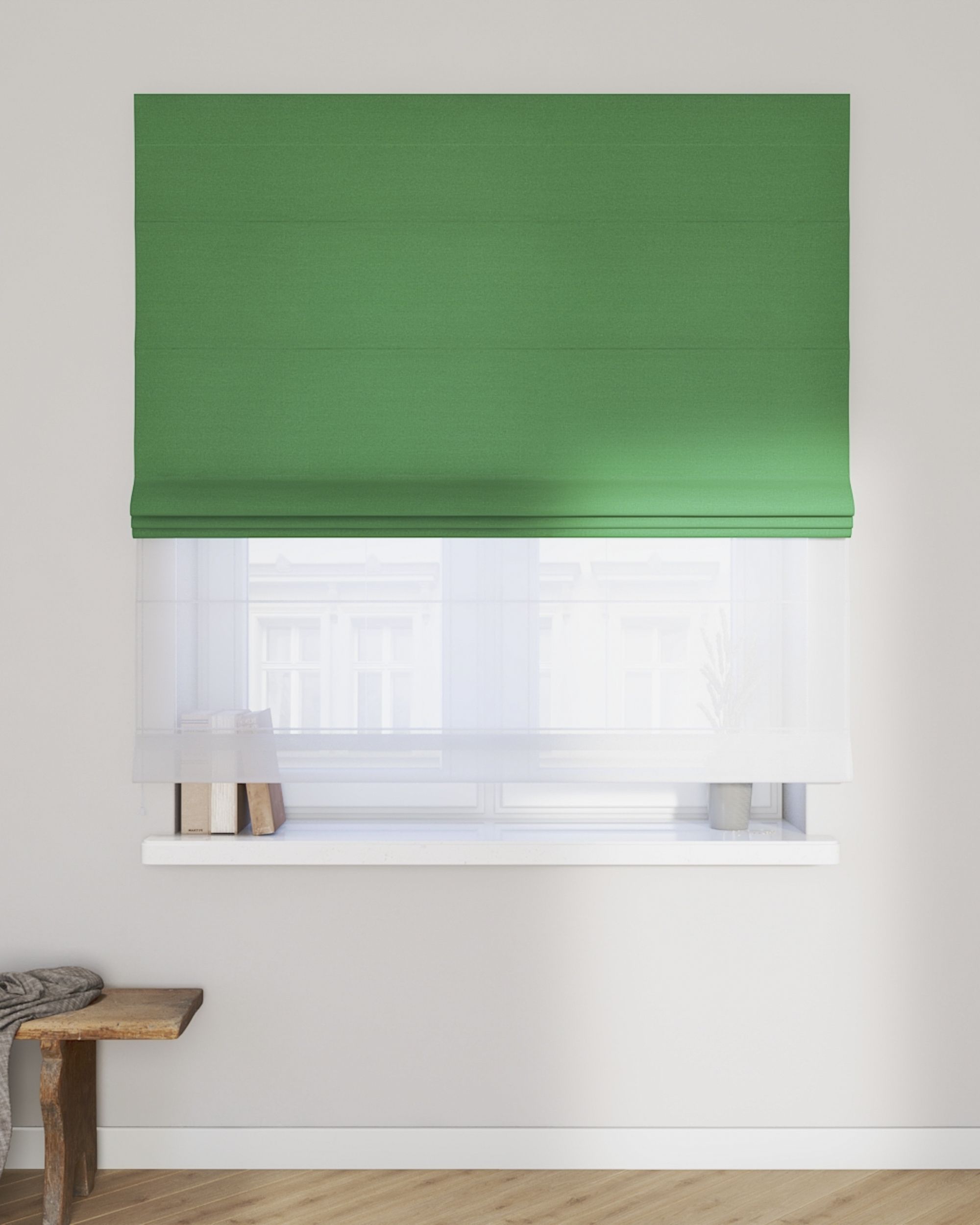 Double layered Roman blind DUO product colour green (hover)