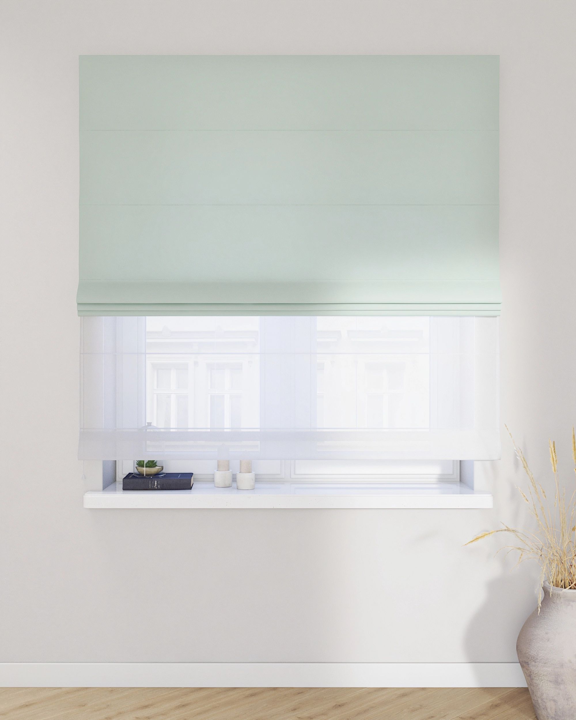 Double layered Roman blind DUO product colour green (hover)