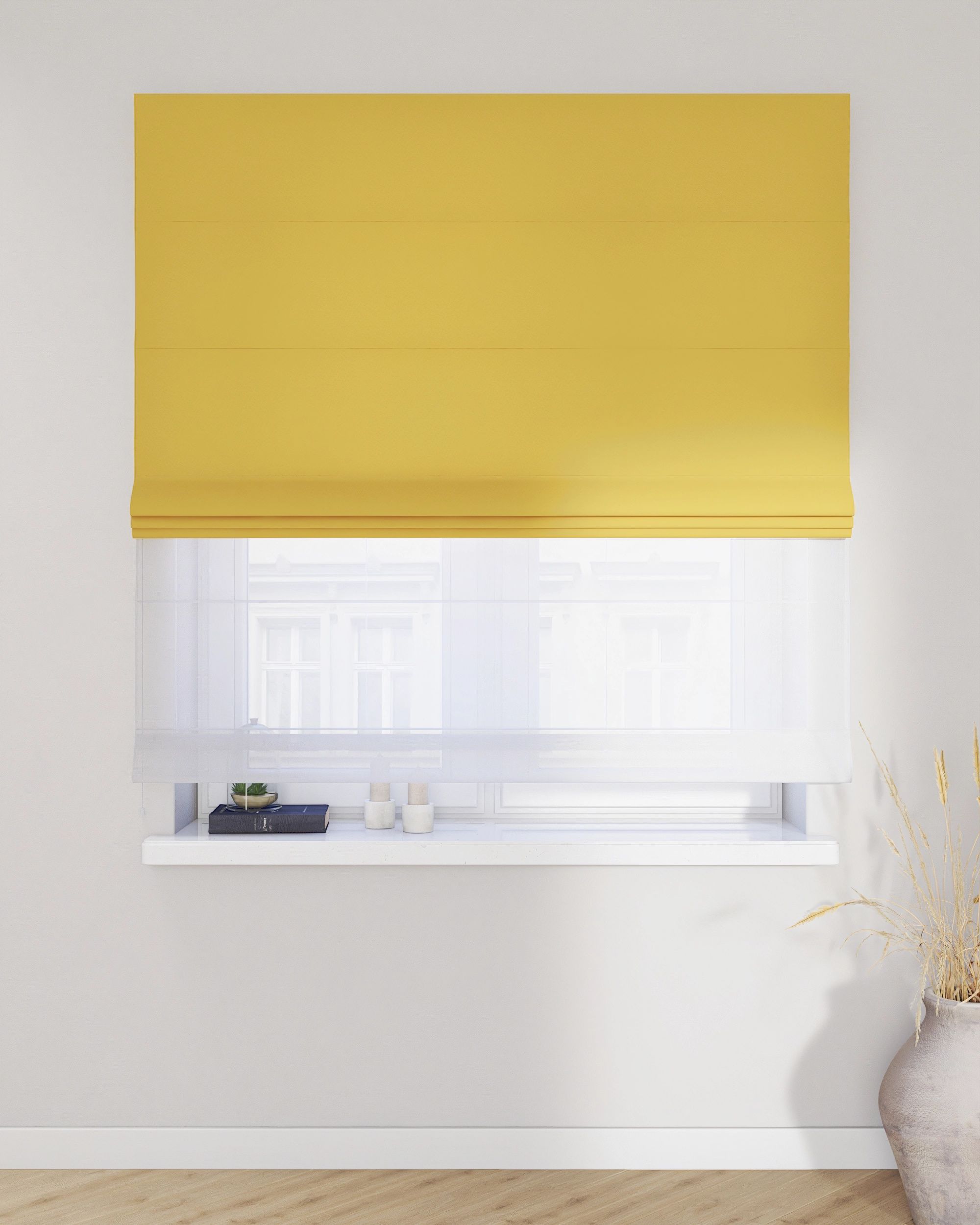 Double layered Roman blind DUO product colour yellow (hover)