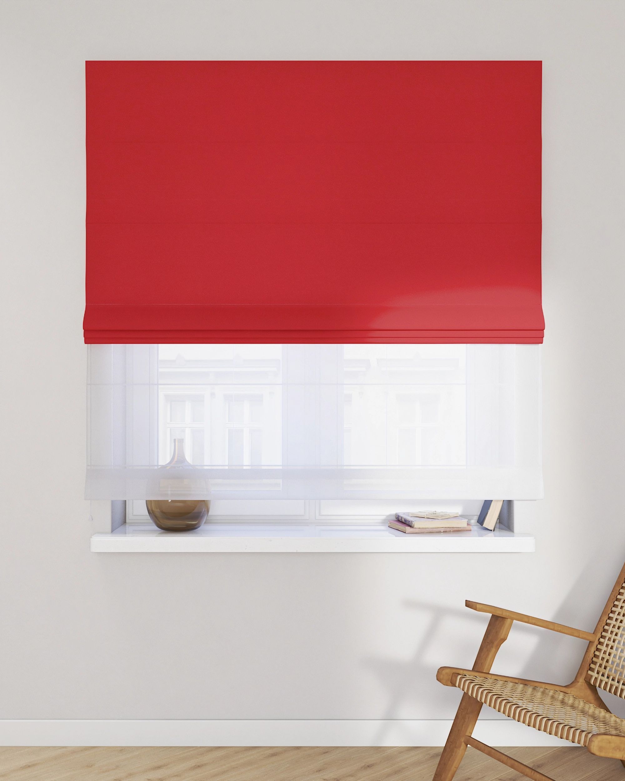 Double layered Roman blind DUO product colour red (hover)