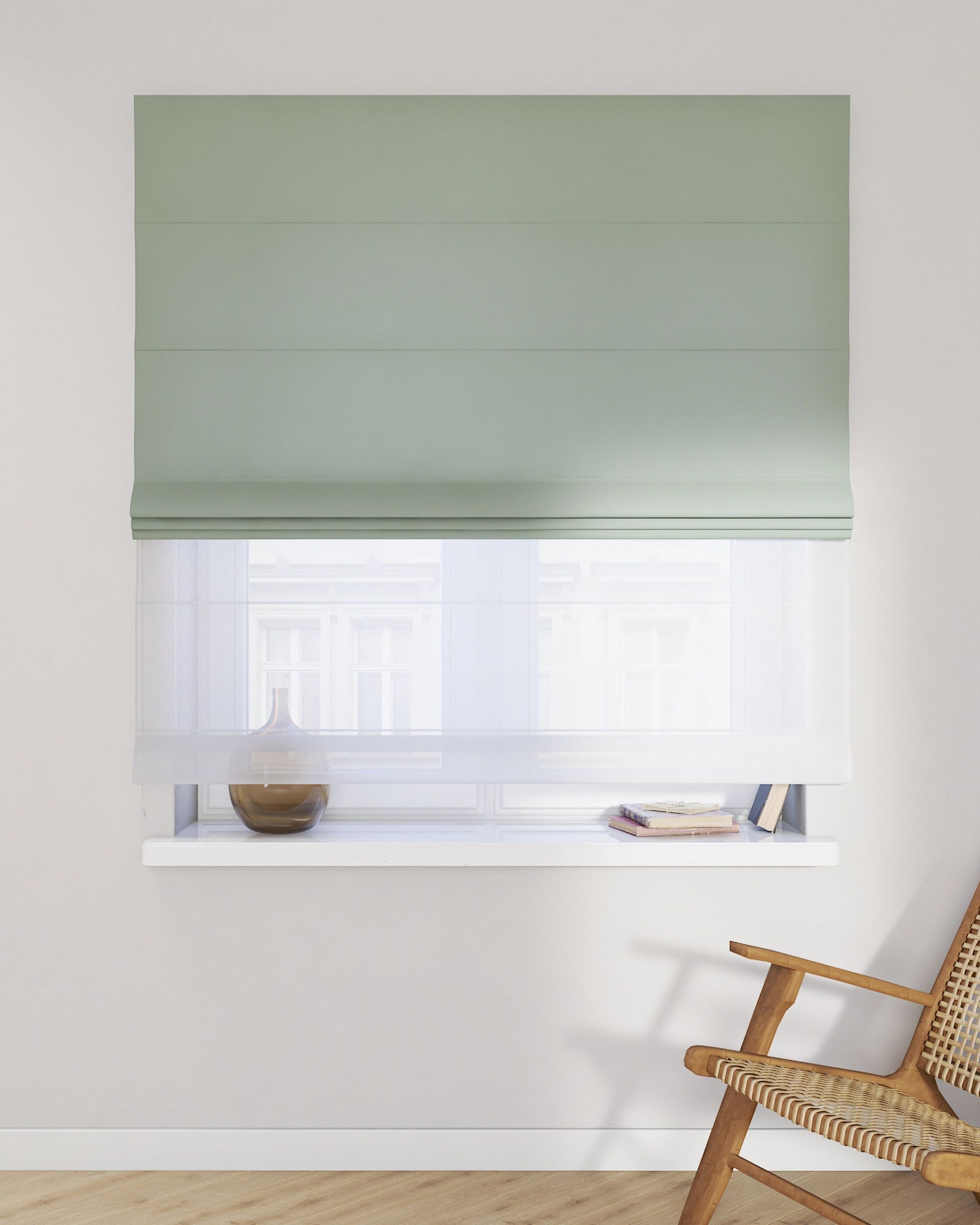 Double layered Roman blind DUO product colour green (hover)