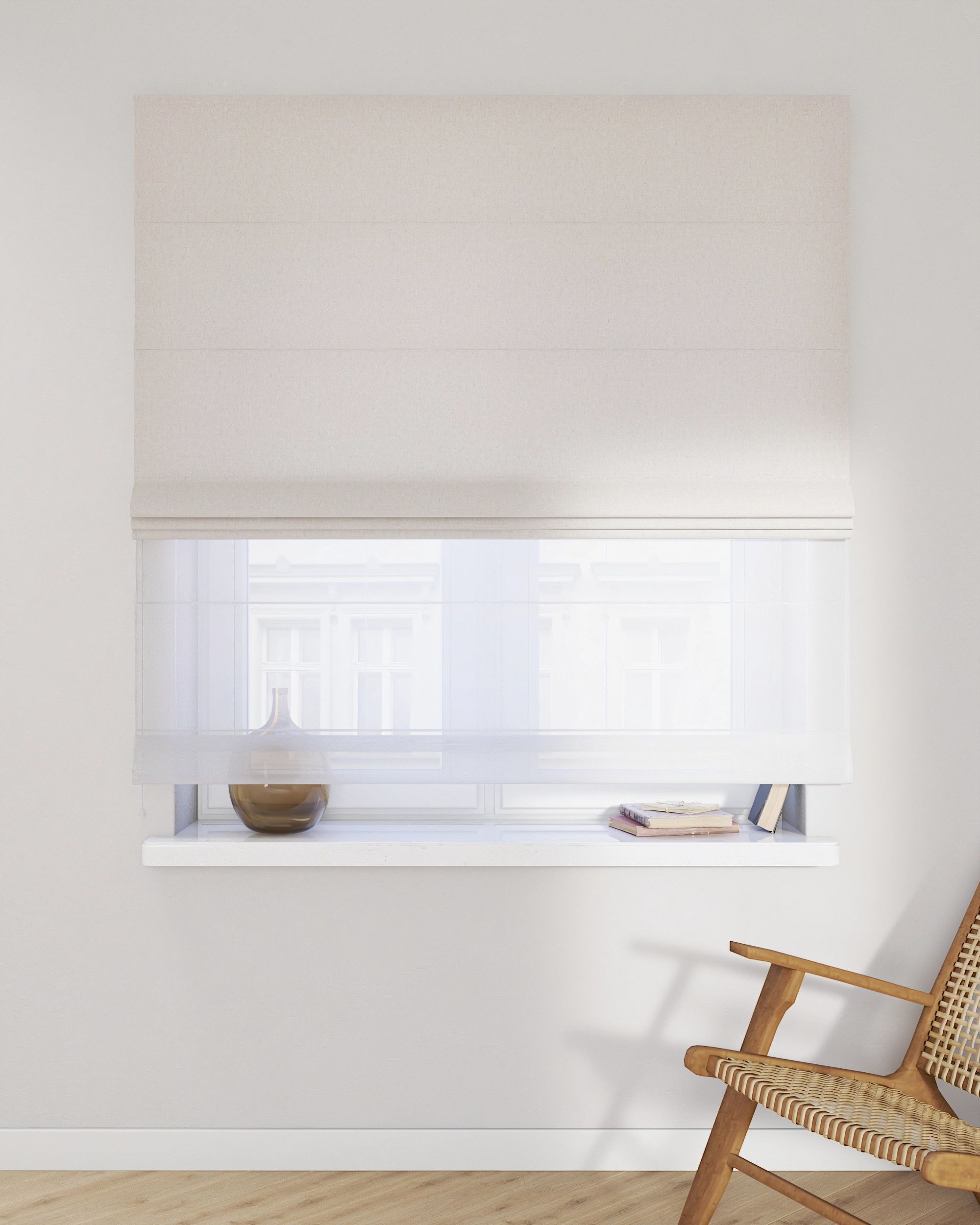 Double layered Roman blind DUO product colour beige (hover)