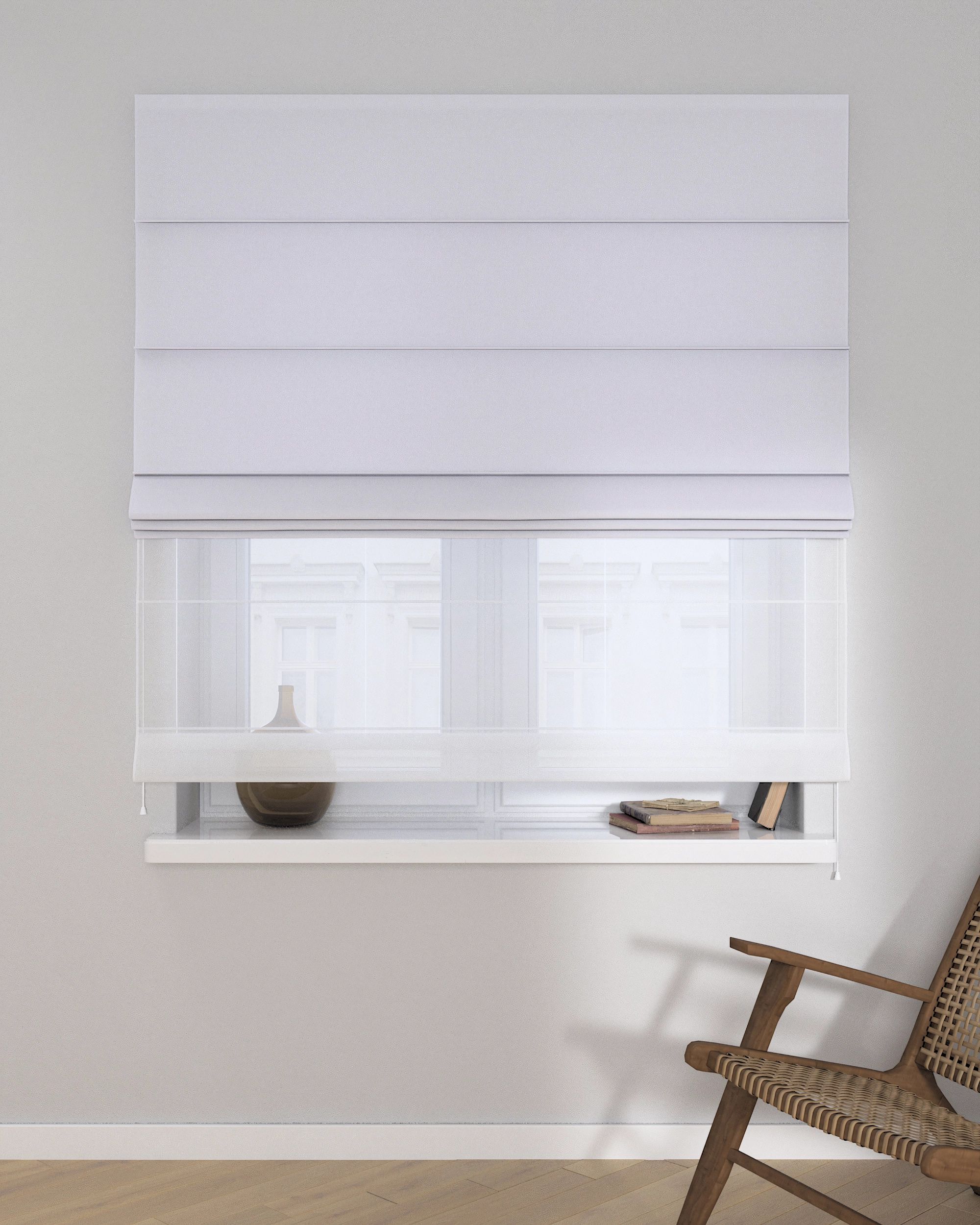 Double layered Roman blind DUO product colour white (hover)