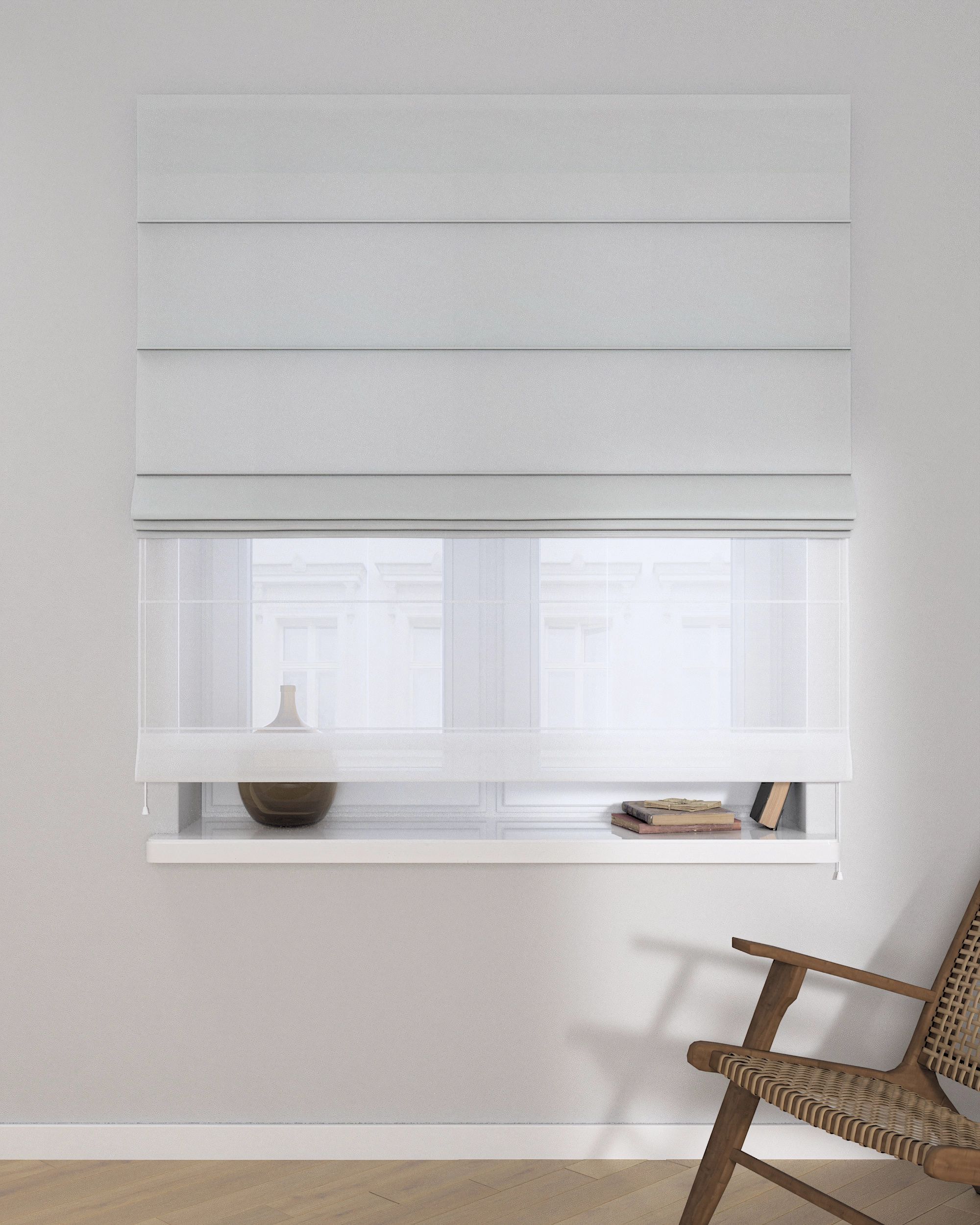 Double layered Roman blind DUO product colour grey (hover)