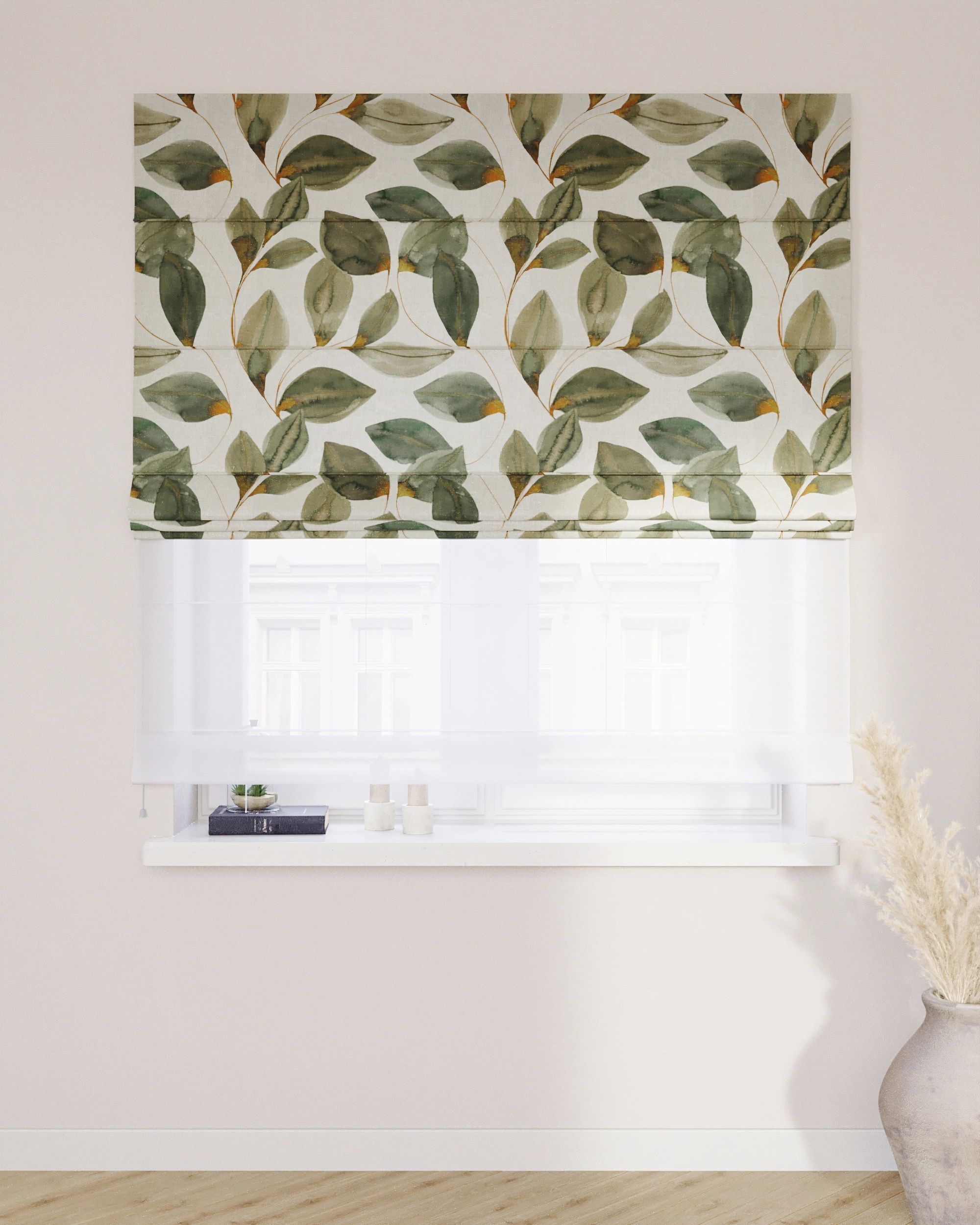 Double layered Roman blind DUO product colour multicolour fabric patterned (hover)