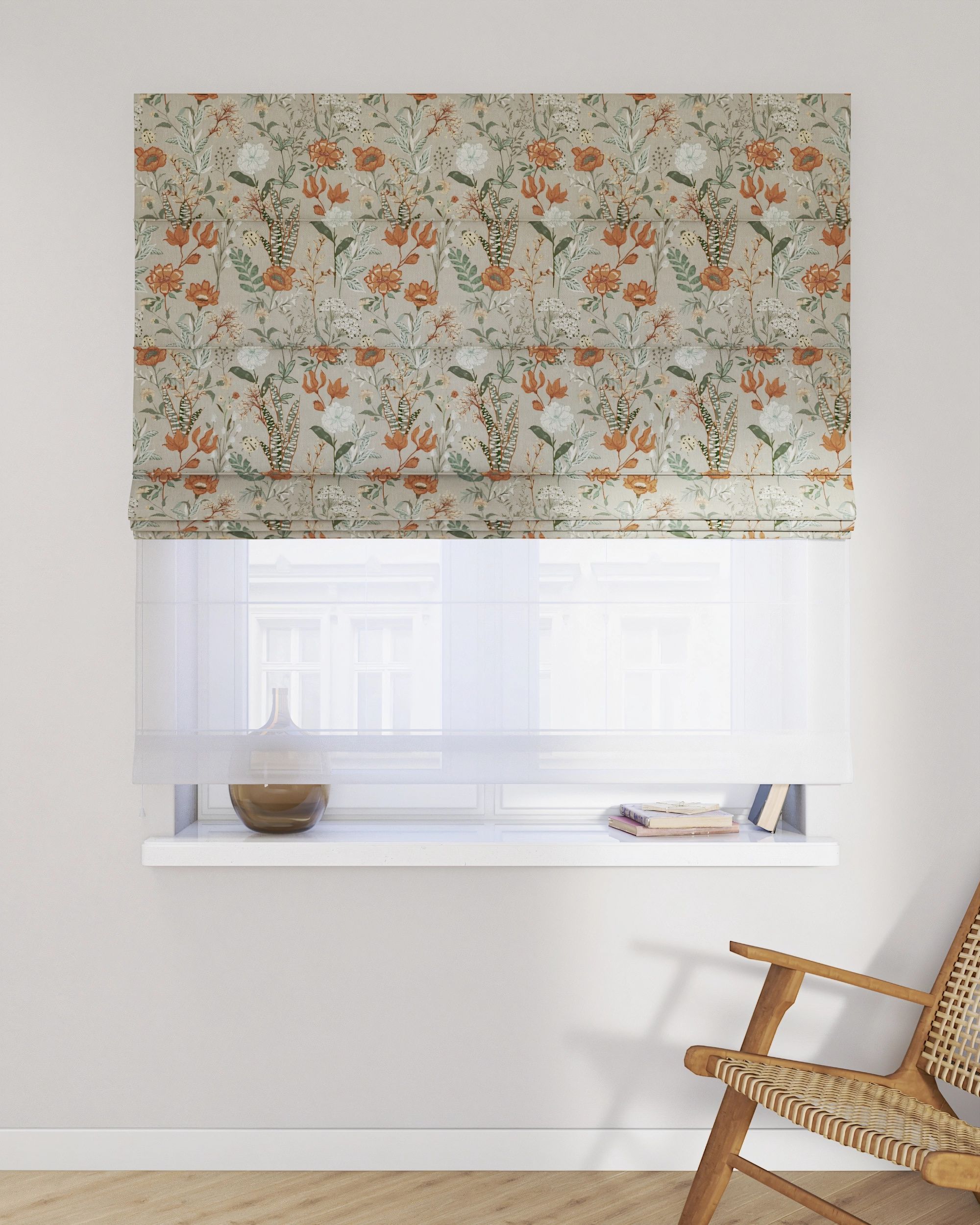 Double layered Roman blind DUO product colour multicolour fabric patterned (hover)