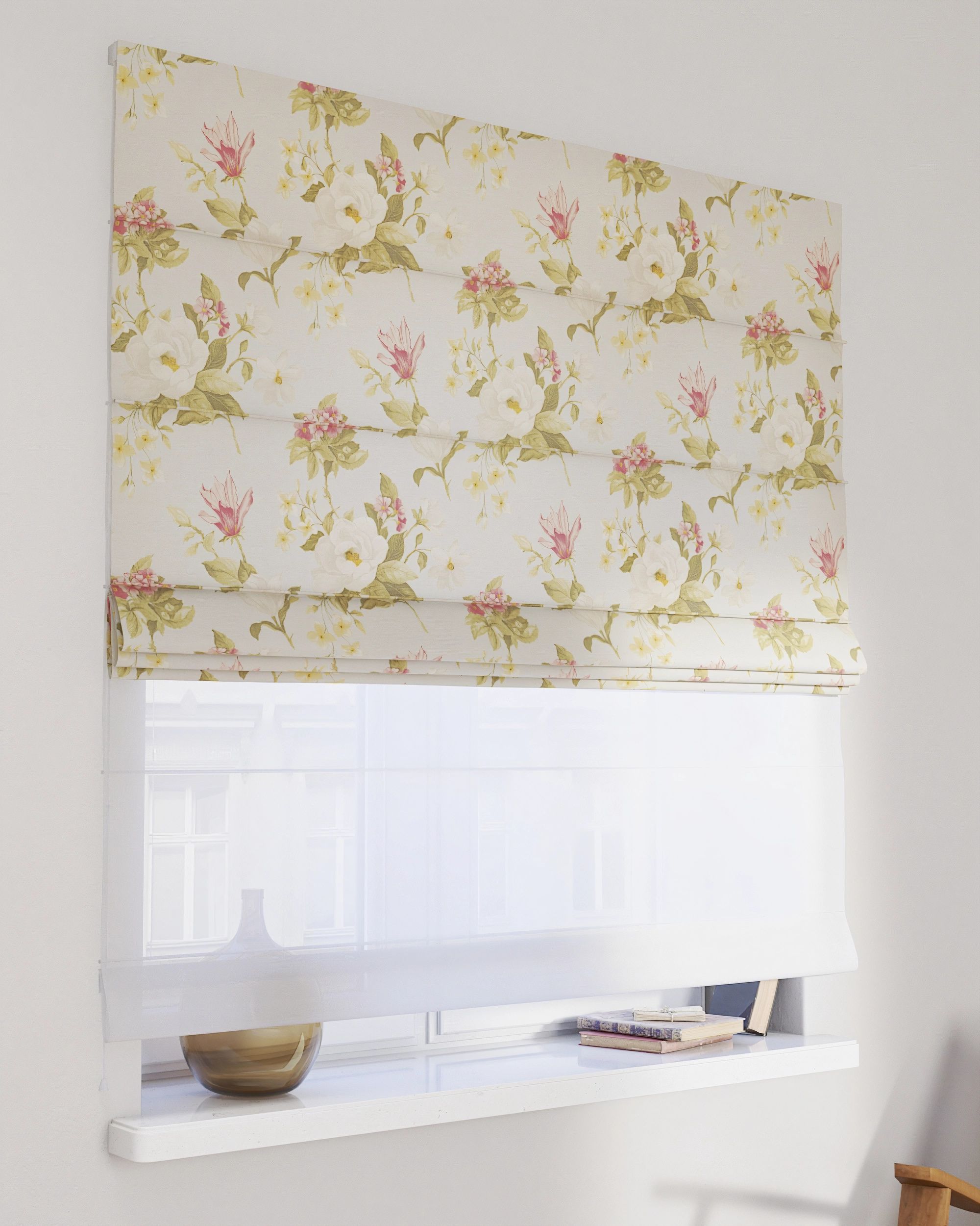 Double layered Roman blind DUO product colour multicolour fabric patterned