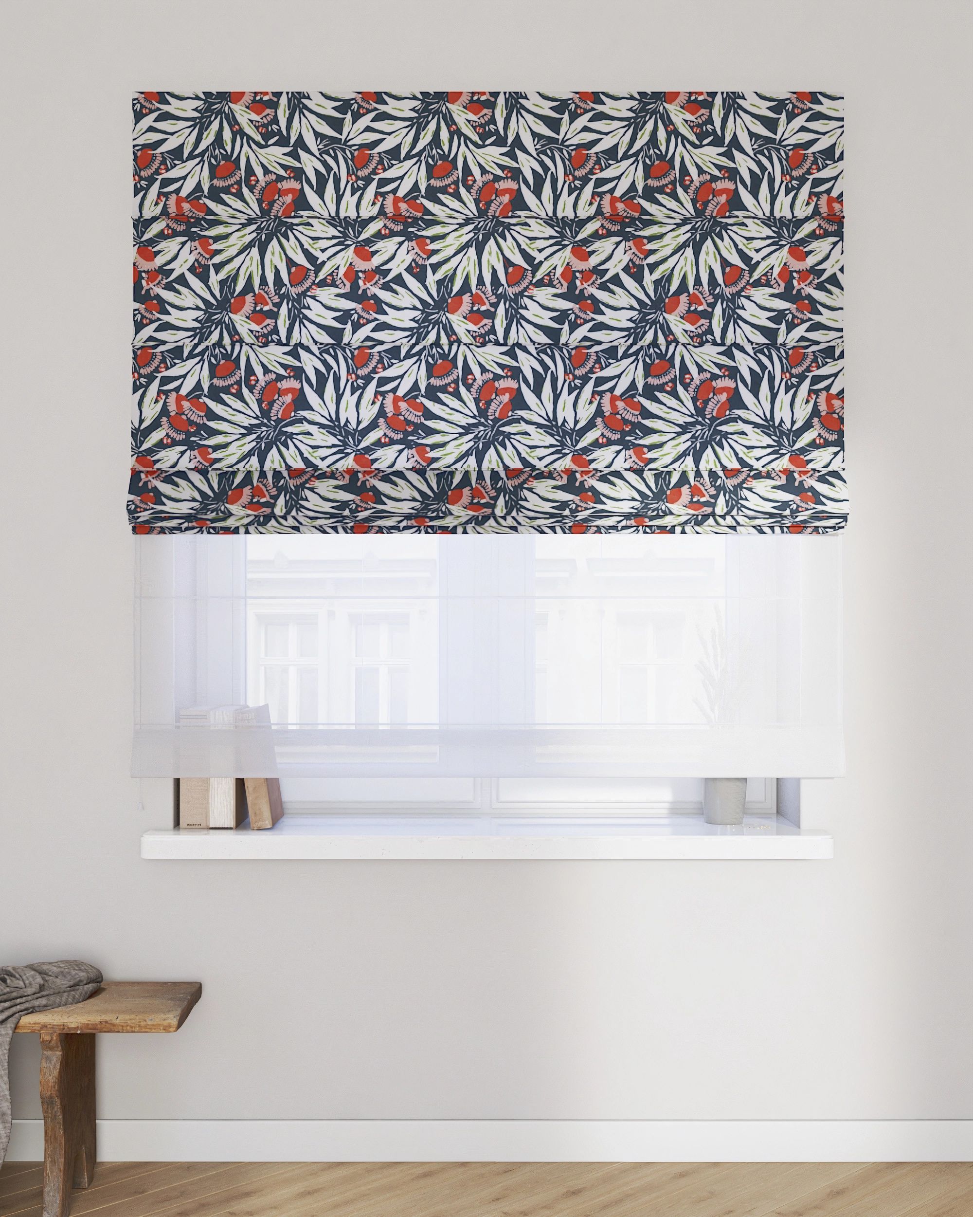 Double layered Roman blind DUO product colour multicolour fabric patterned (hover)