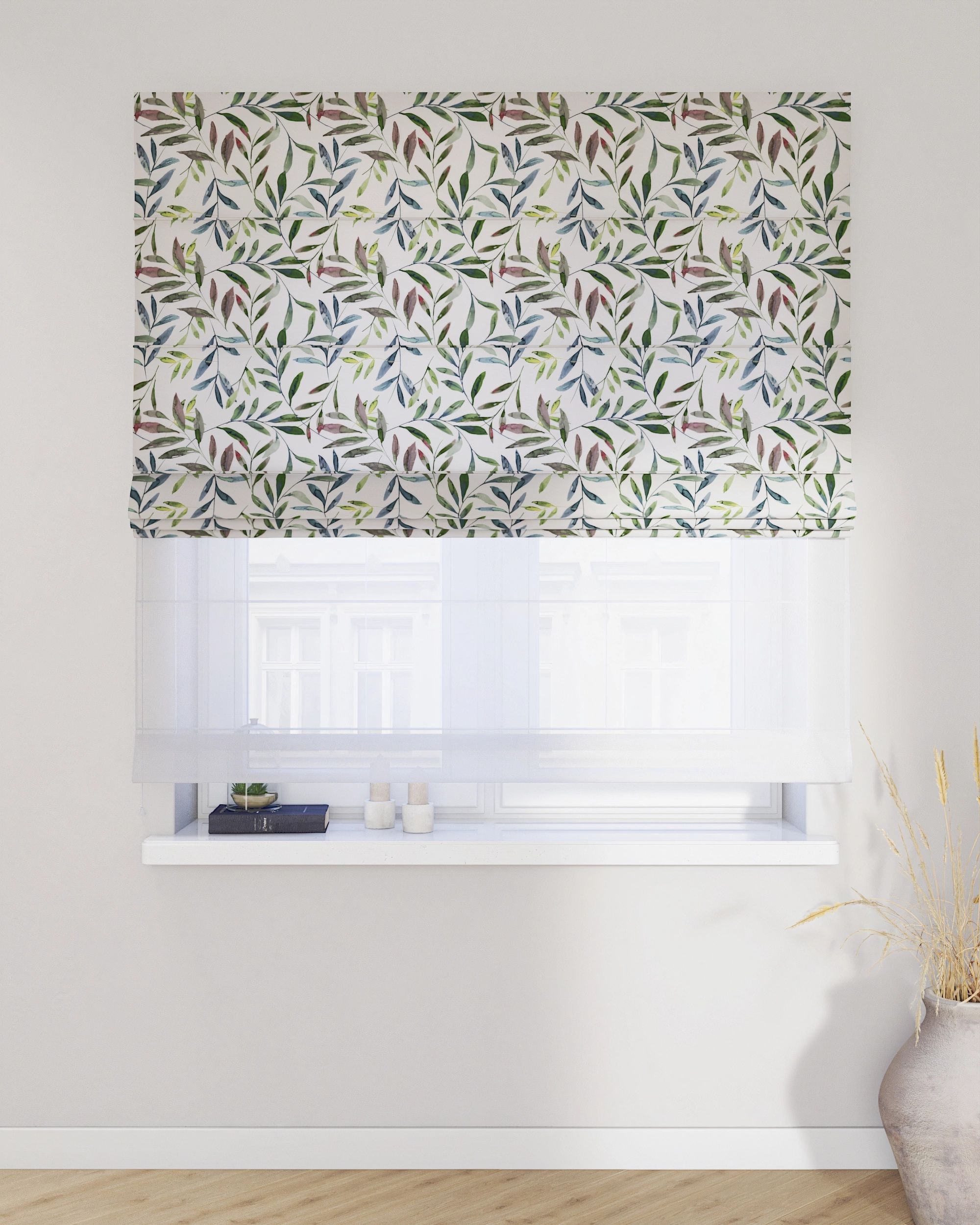 Double layered Roman blind DUO product colour multicolour fabric patterned (hover)