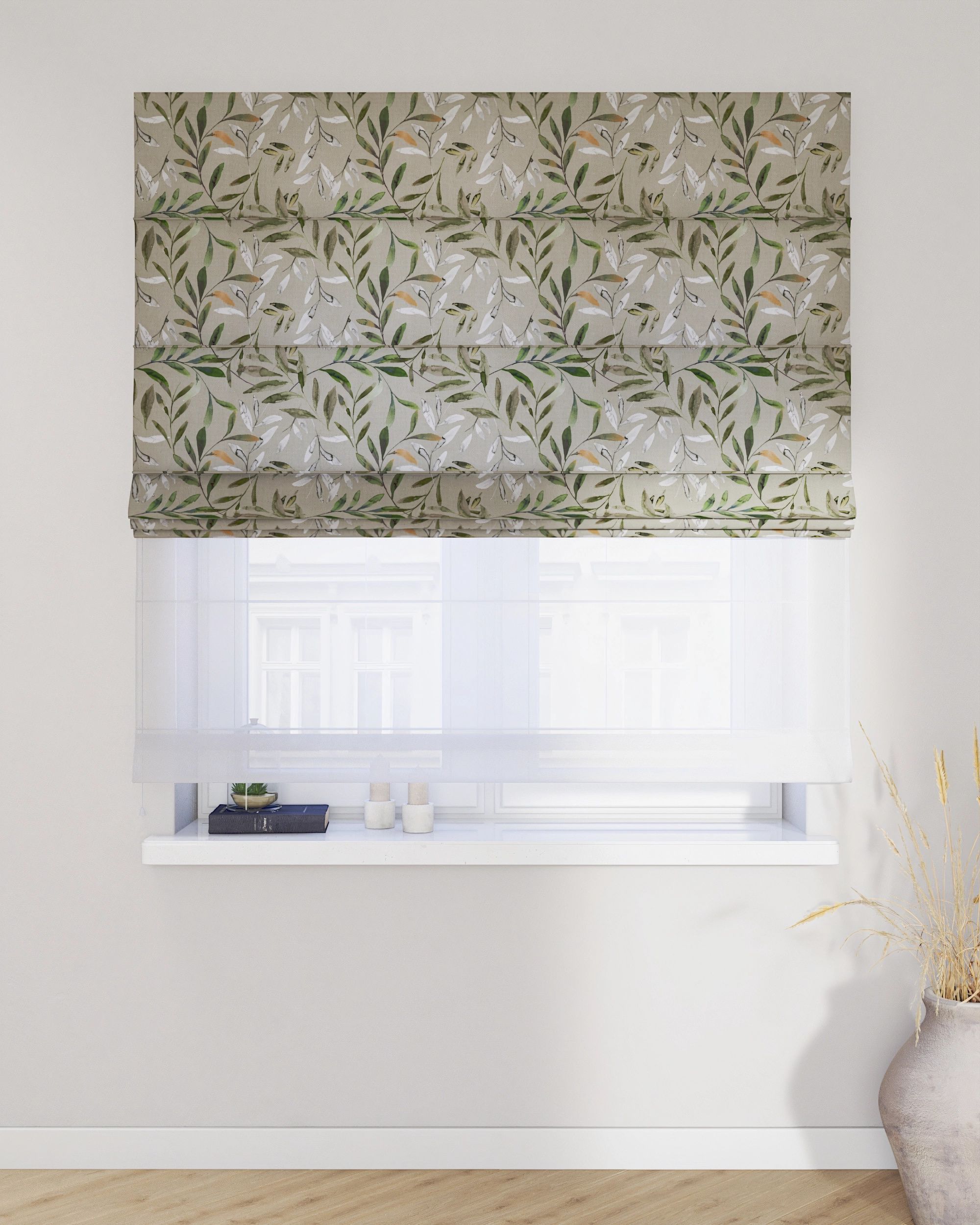 Double layered Roman blind DUO product colour multicolour fabric patterned (hover)