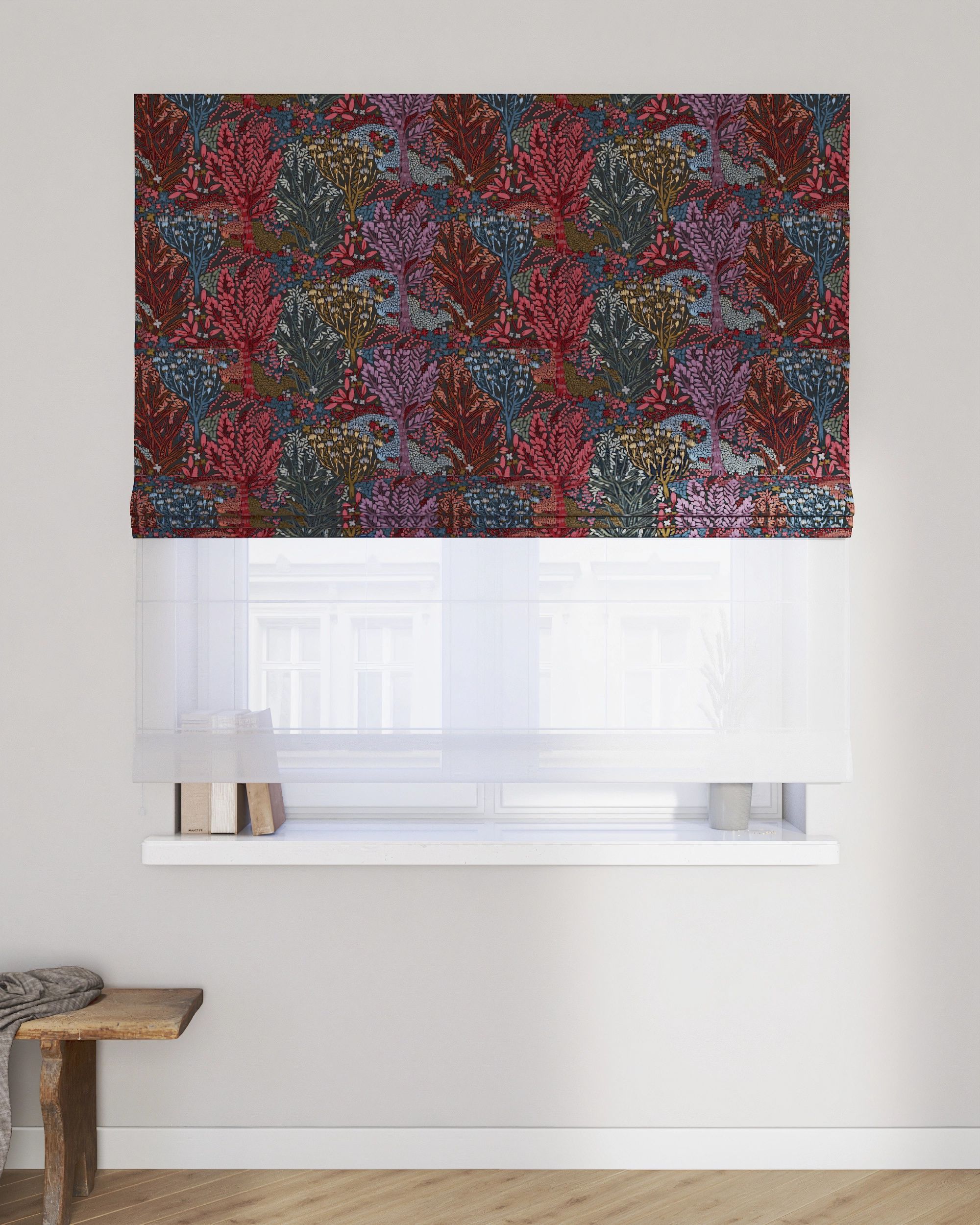 Double layered Roman blind DUO product colour multicolour fabric structured, patterned (hover)