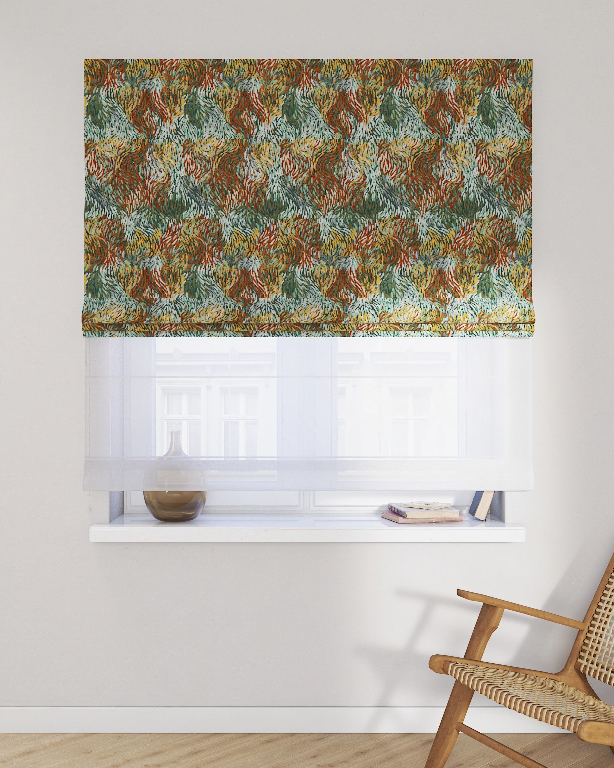 Double layered Roman blind DUO product colour multicolour fabric structured, patterned (hover)