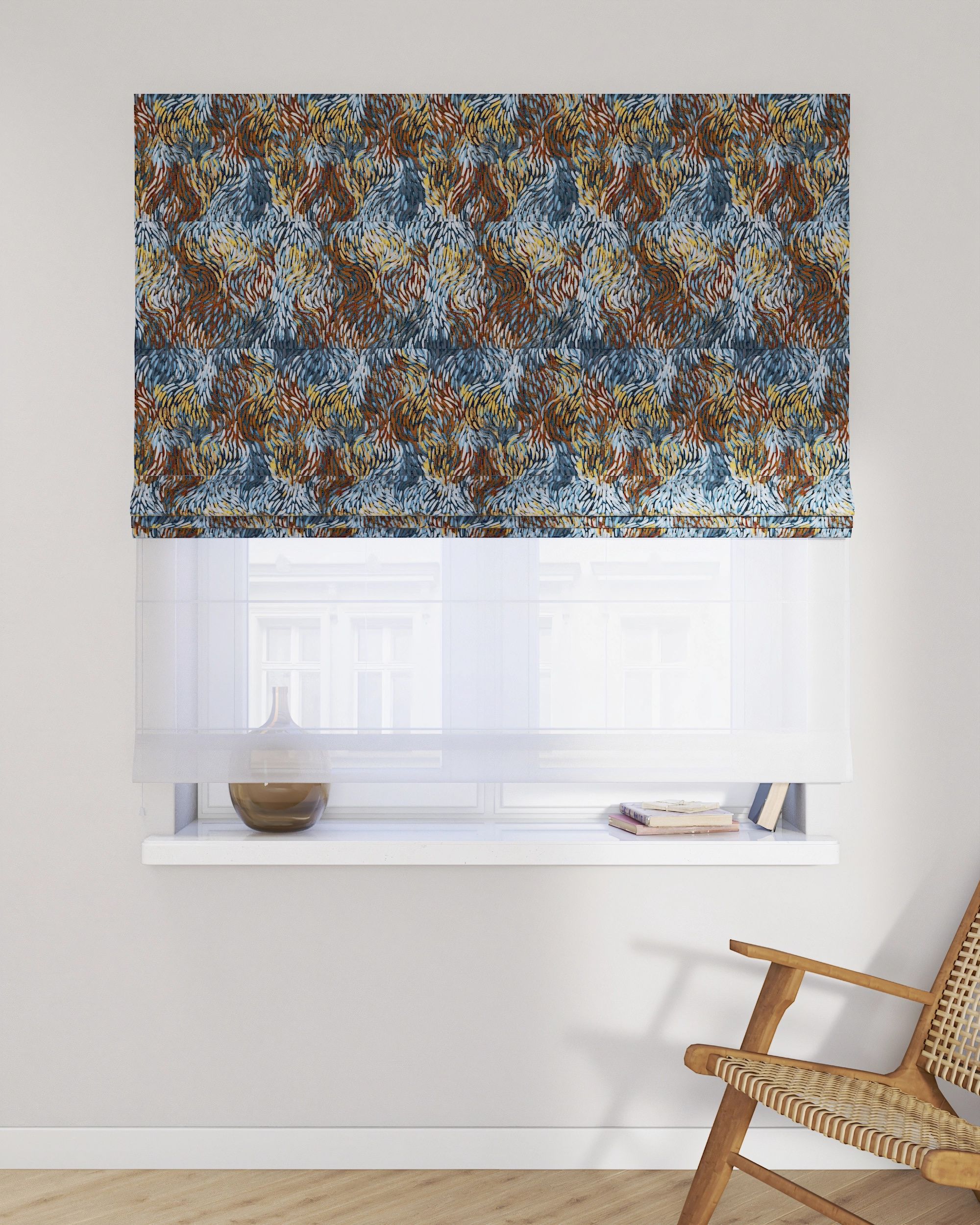 Double layered Roman blind DUO product colour multicolour fabric structured, patterned (hover)