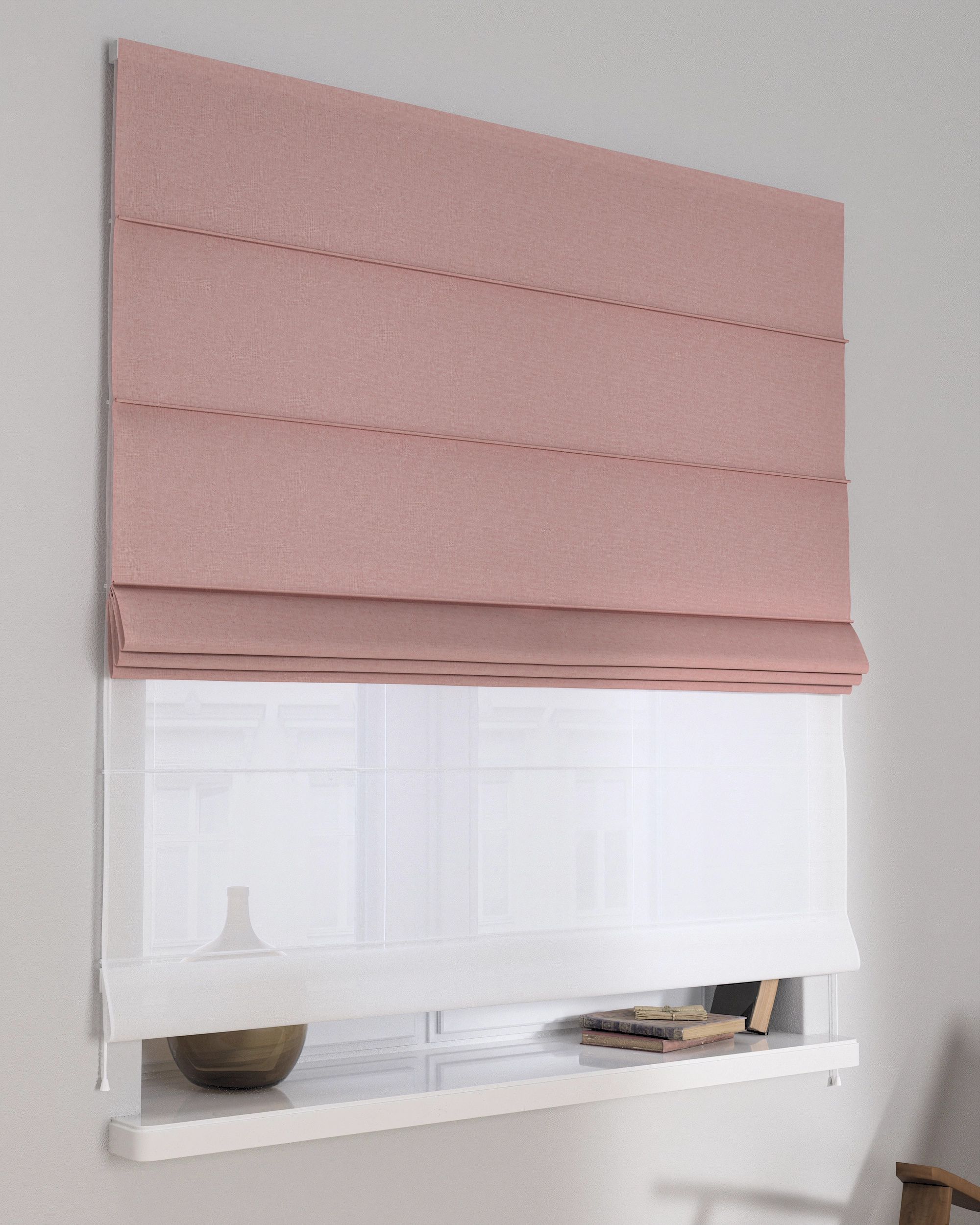 Double layered Roman blind DUO product colour red (hover)