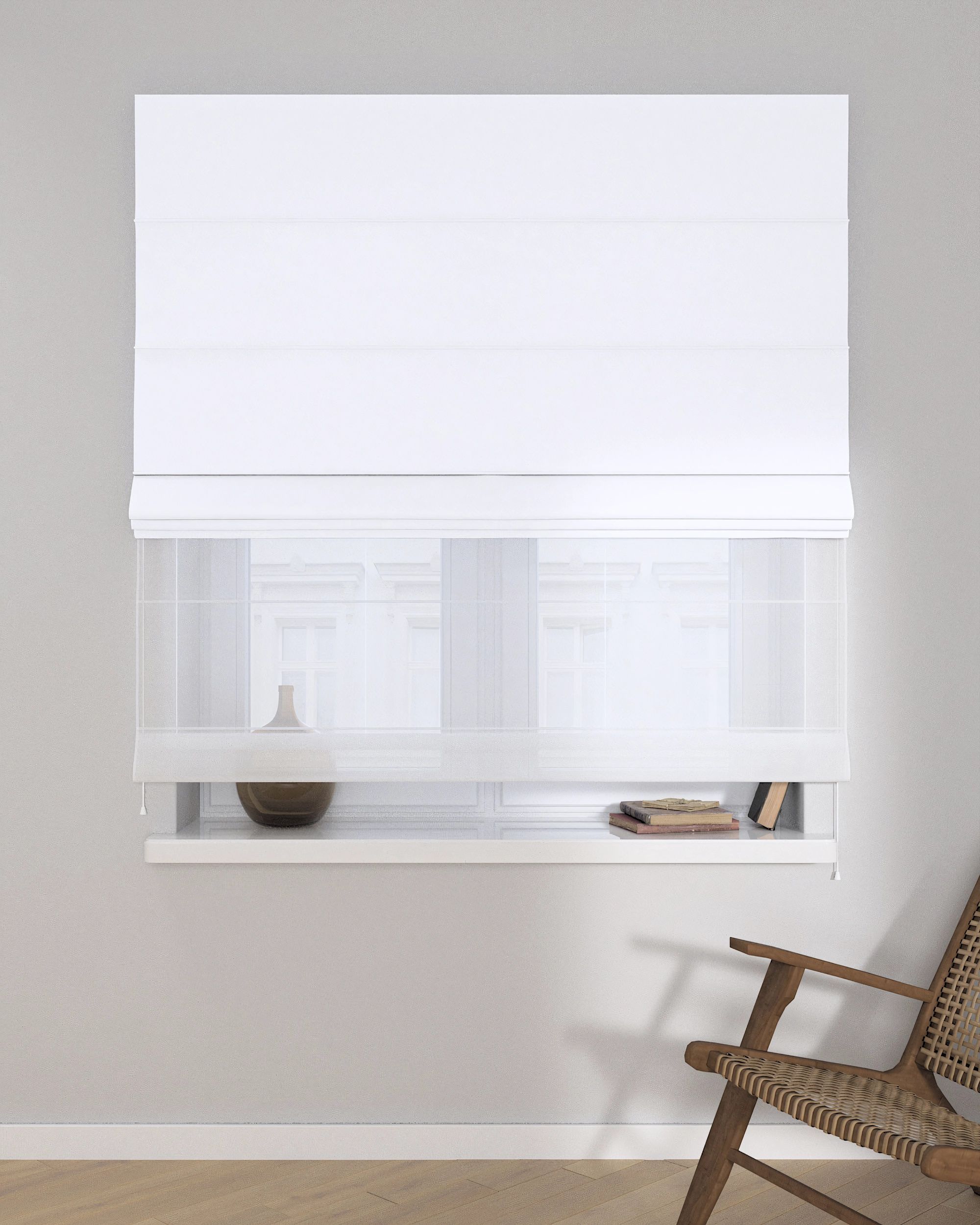 Double layered Roman blind DUO product colour white (hover)