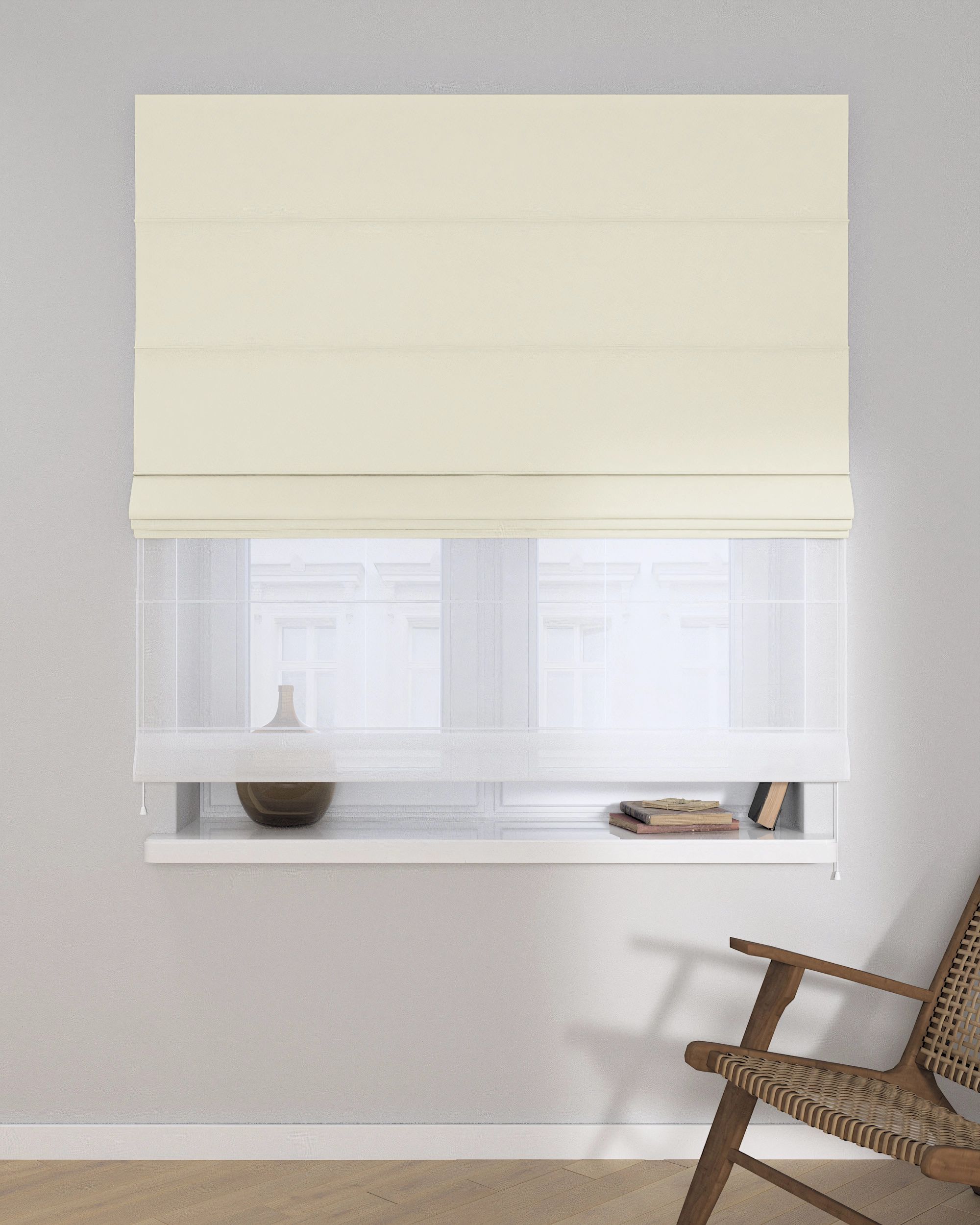 Double layered Roman blind DUO product colour cream (hover)