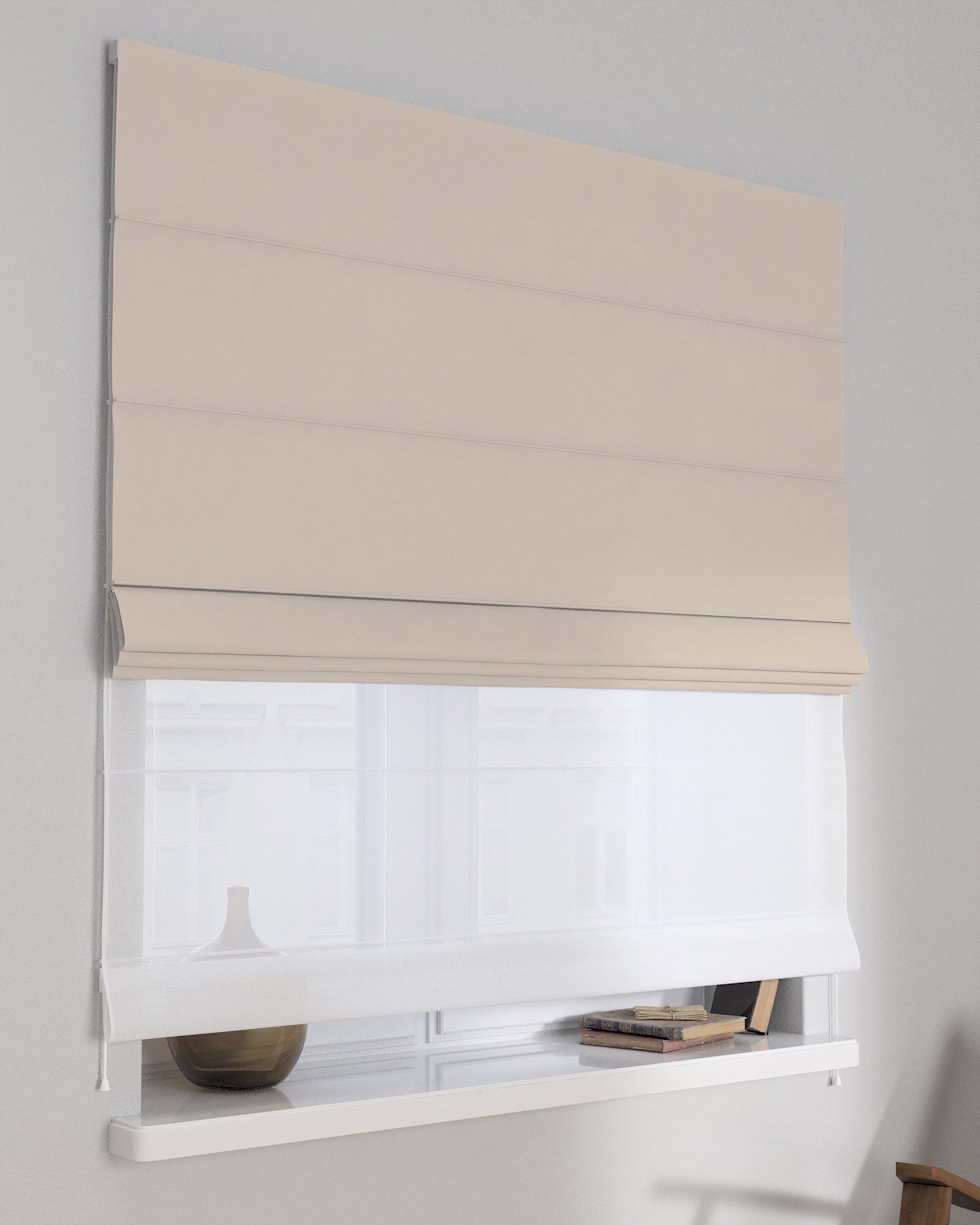 Double layered Roman blind DUO product colour beige