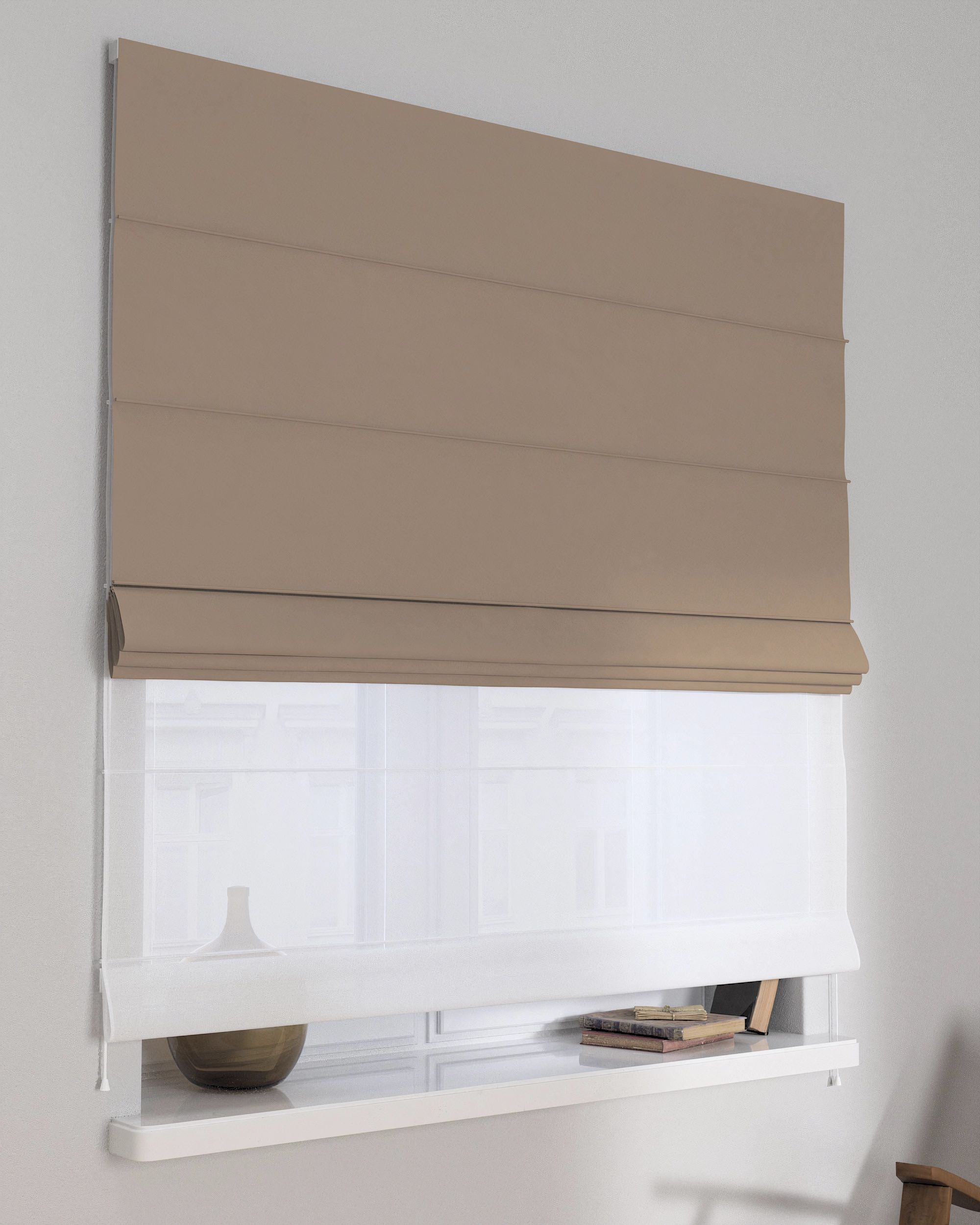 Double layered Roman blind DUO product colour beige