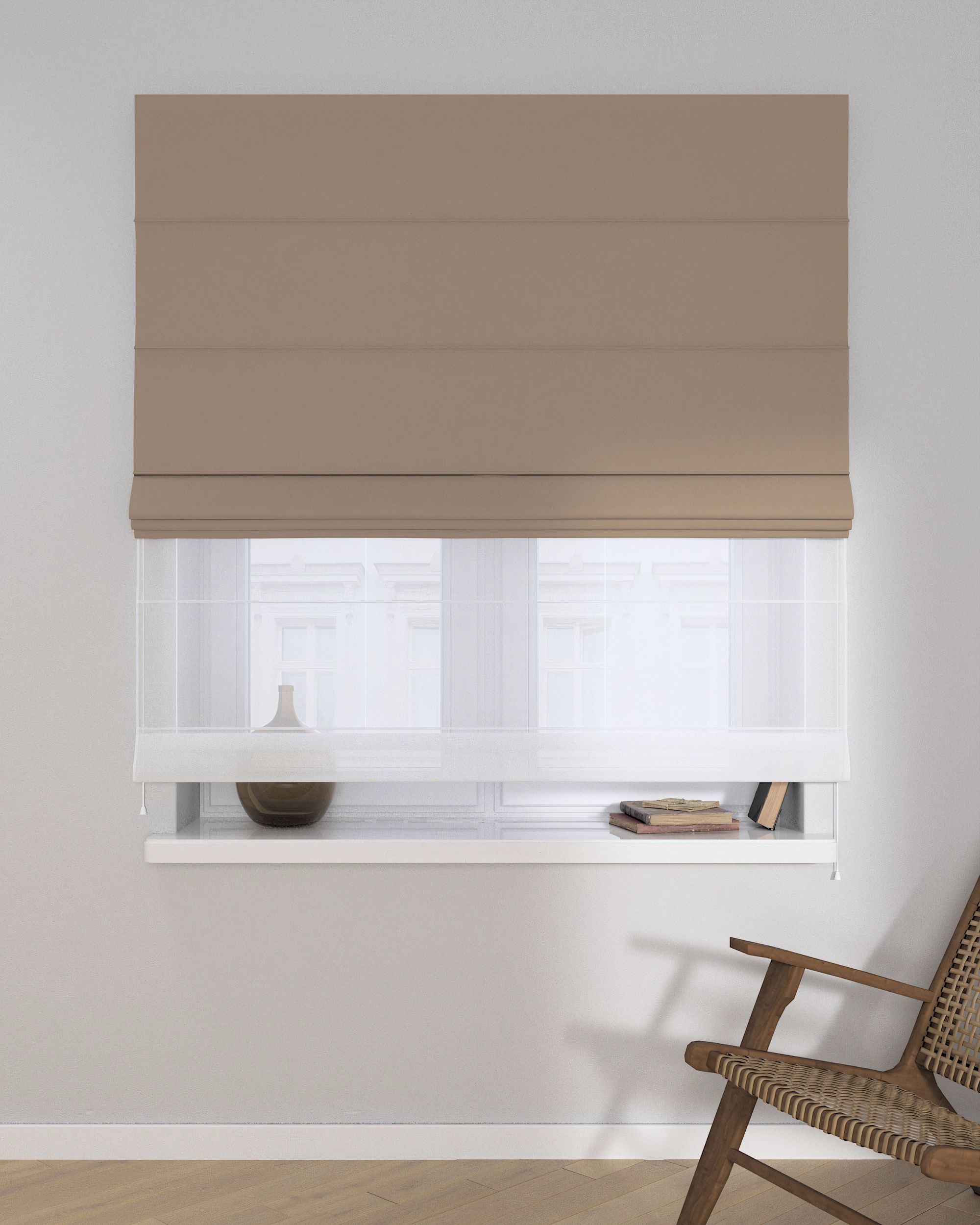 Double layered Roman blind DUO product colour beige (hover)
