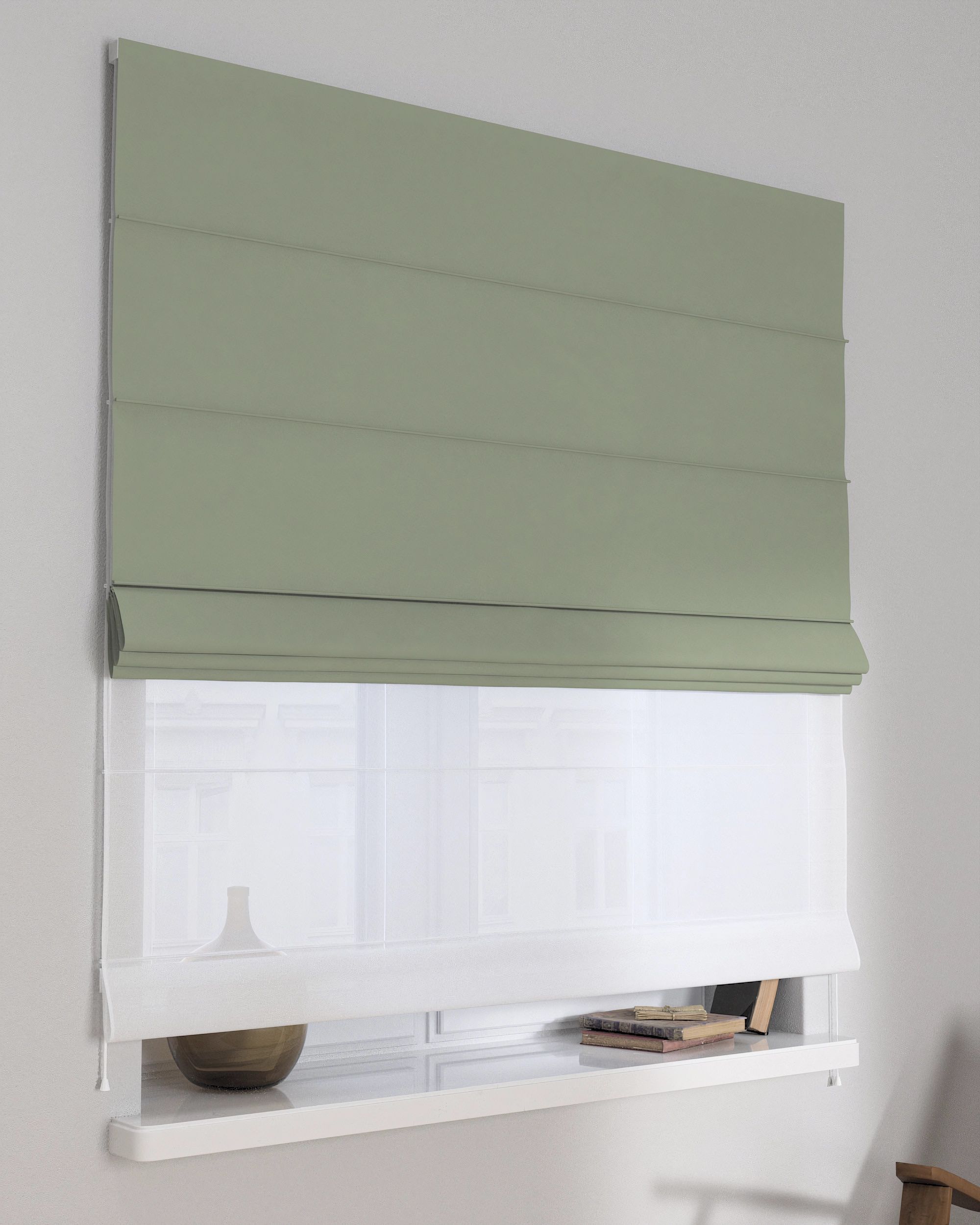Double layered Roman blind DUO product colour green