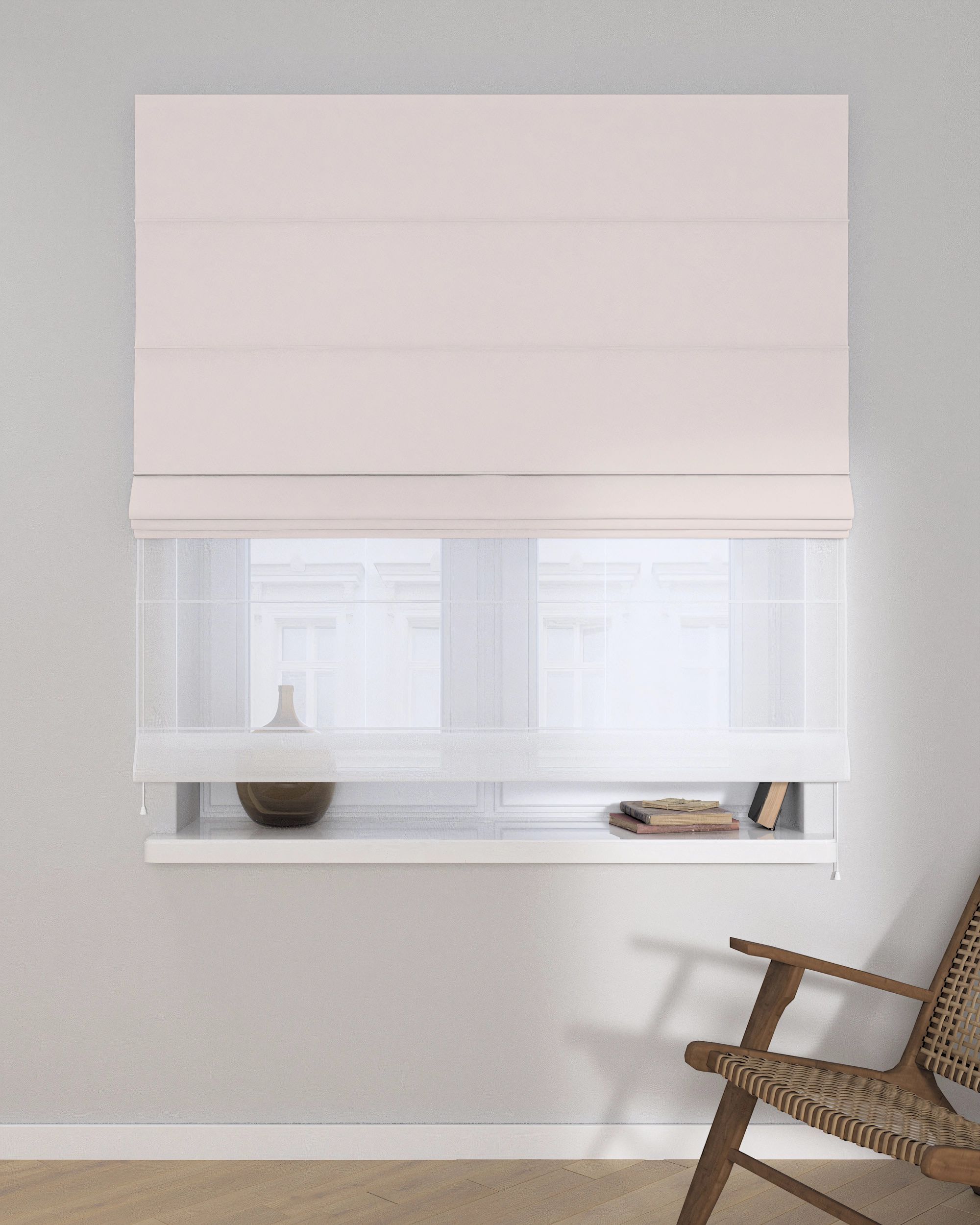 Double layered Roman blind DUO product colour cream (hover)