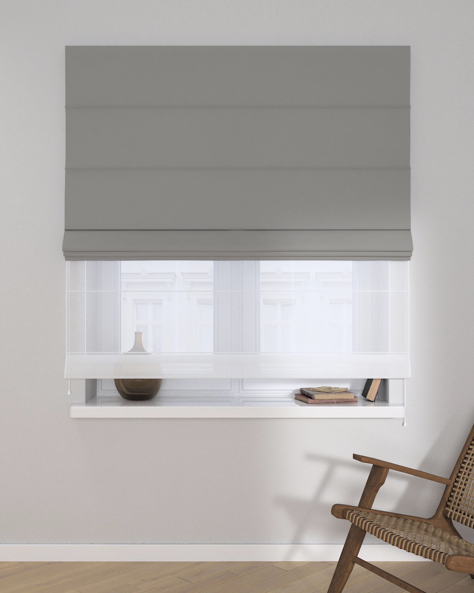Double layered Roman blind DUO product colour grey (hover)