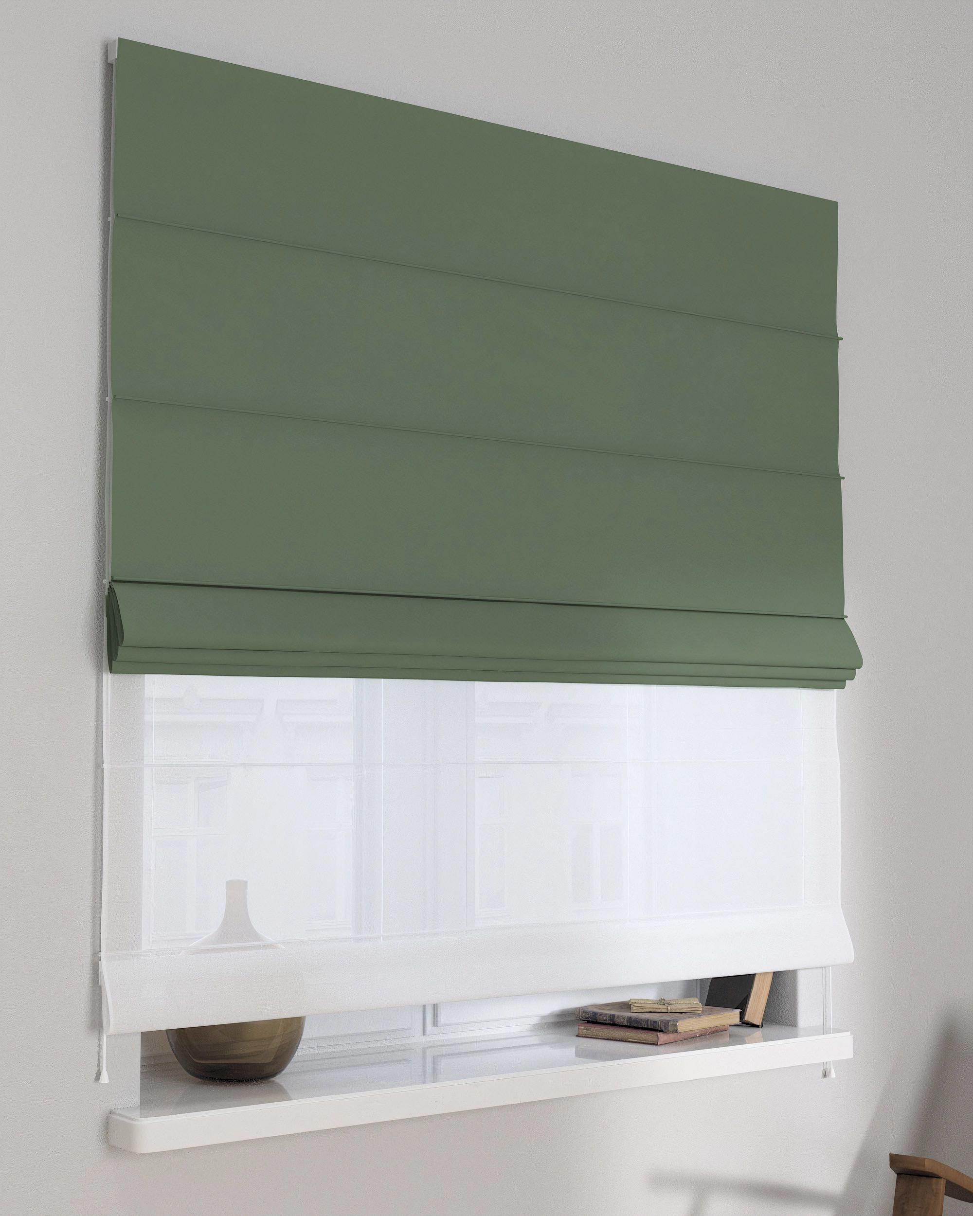 Double layered Roman blind DUO product colour green