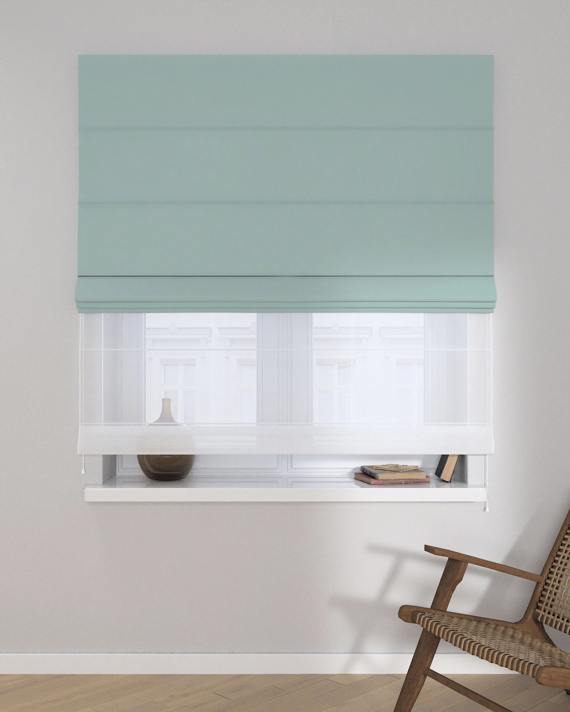 Double layered Roman blind DUO product colour blue (hover)