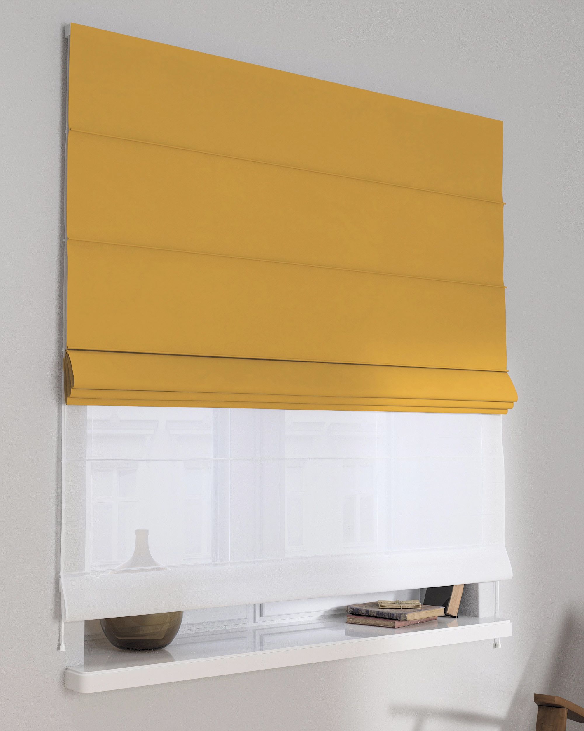 Double layered Roman blind DUO product colour yellow