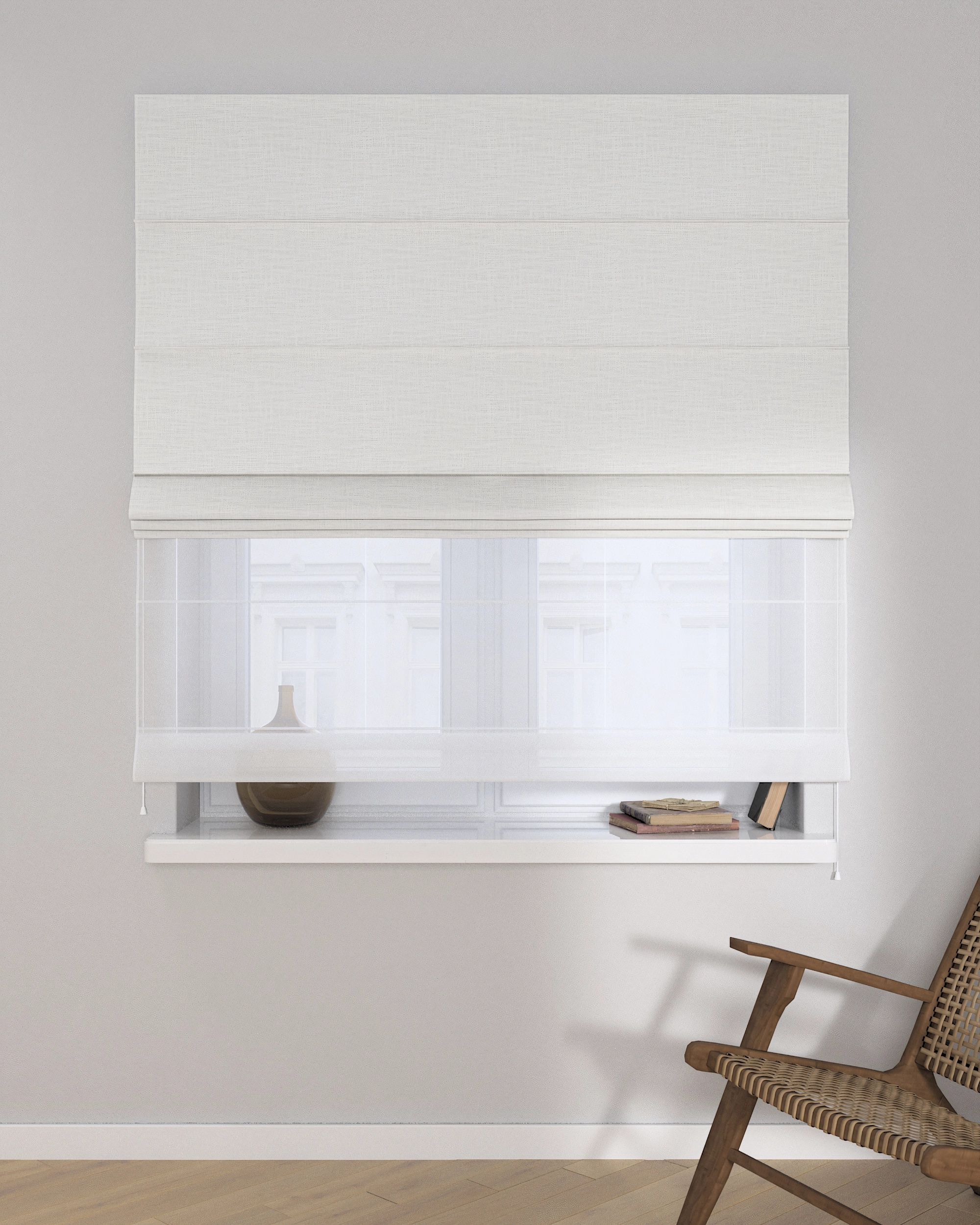 Double layered Roman blind DUO product colour cream fabric structured (hover)