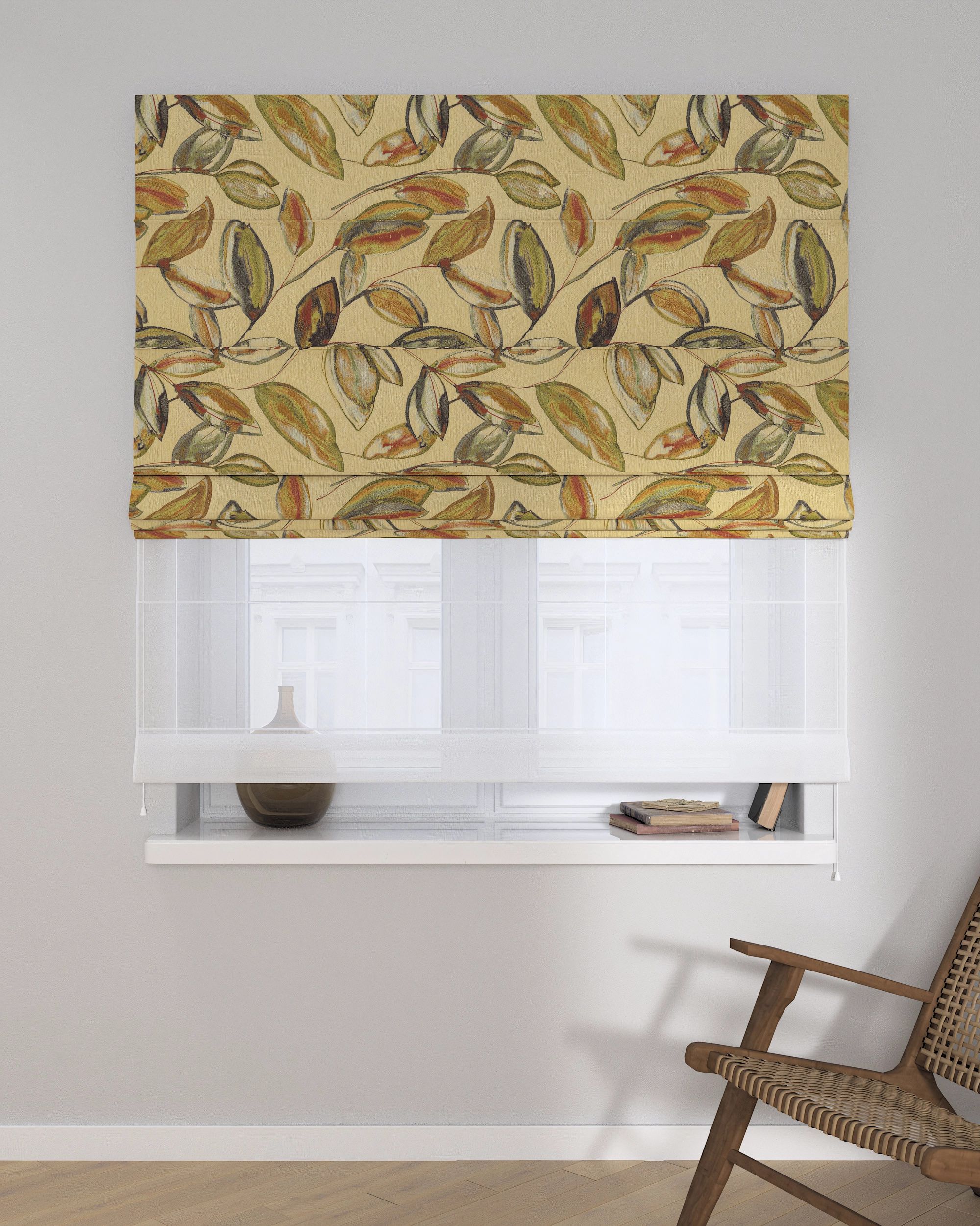 Double layered Roman blind DUO product colour beige fabric structured, patterned (hover)