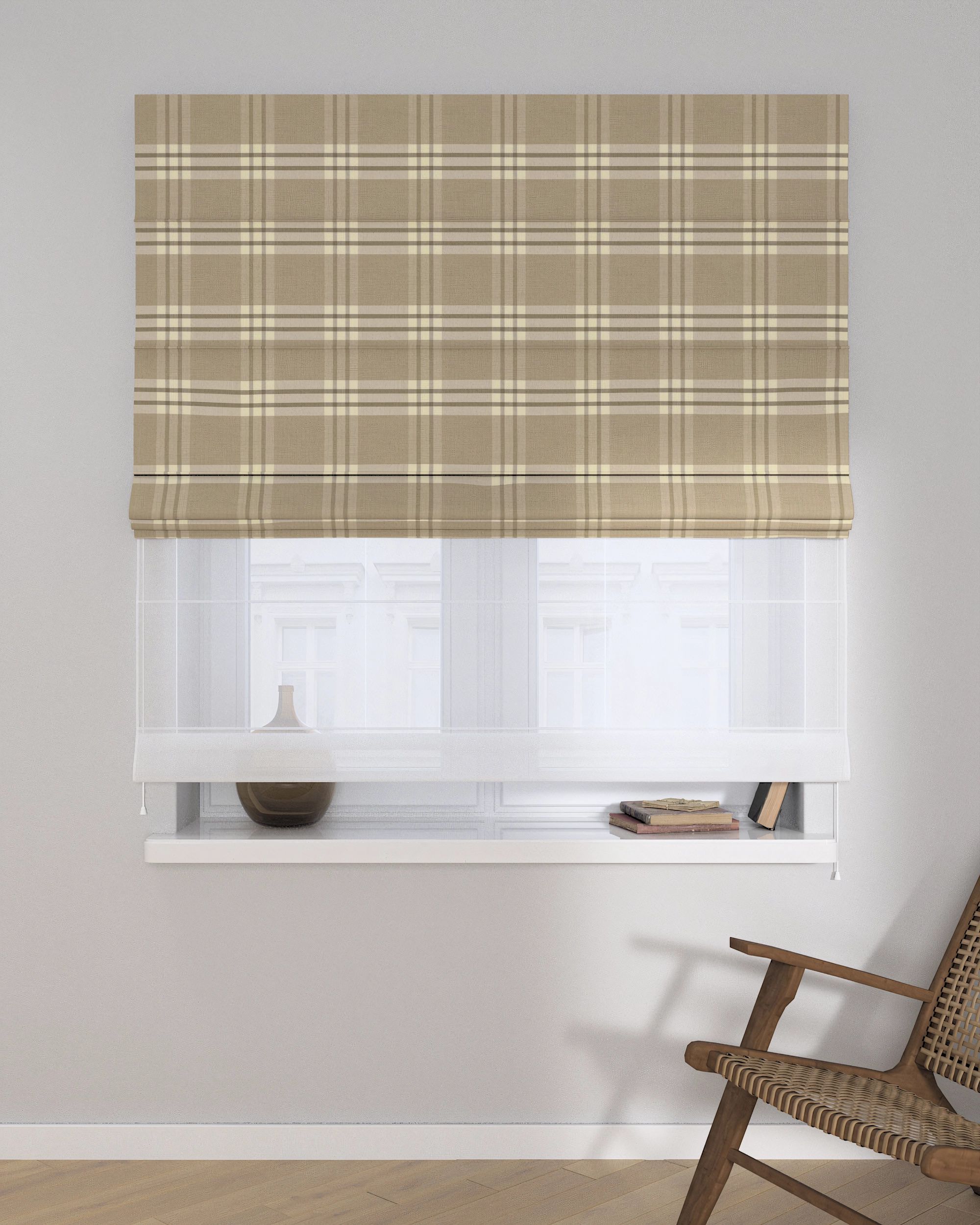 Double layered Roman blind DUO product colour beige (hover)