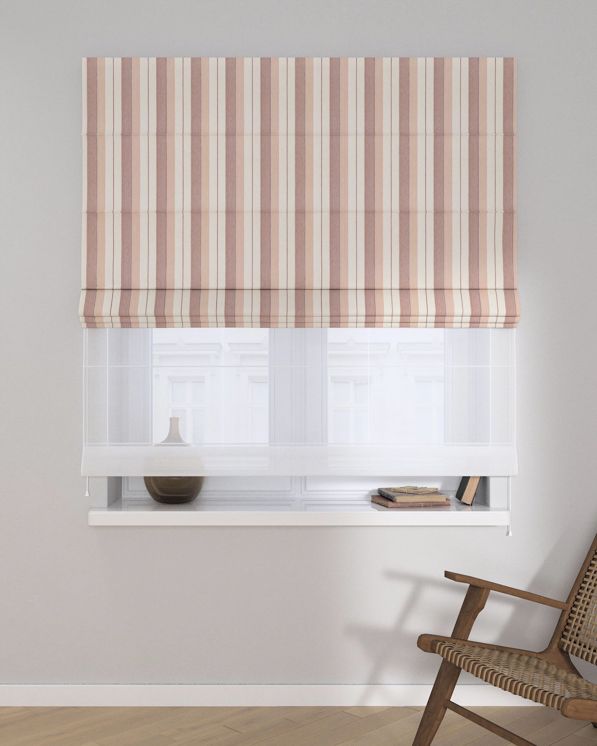 Double layered Roman blind DUO product colour red fabric structured, patterned (hover)