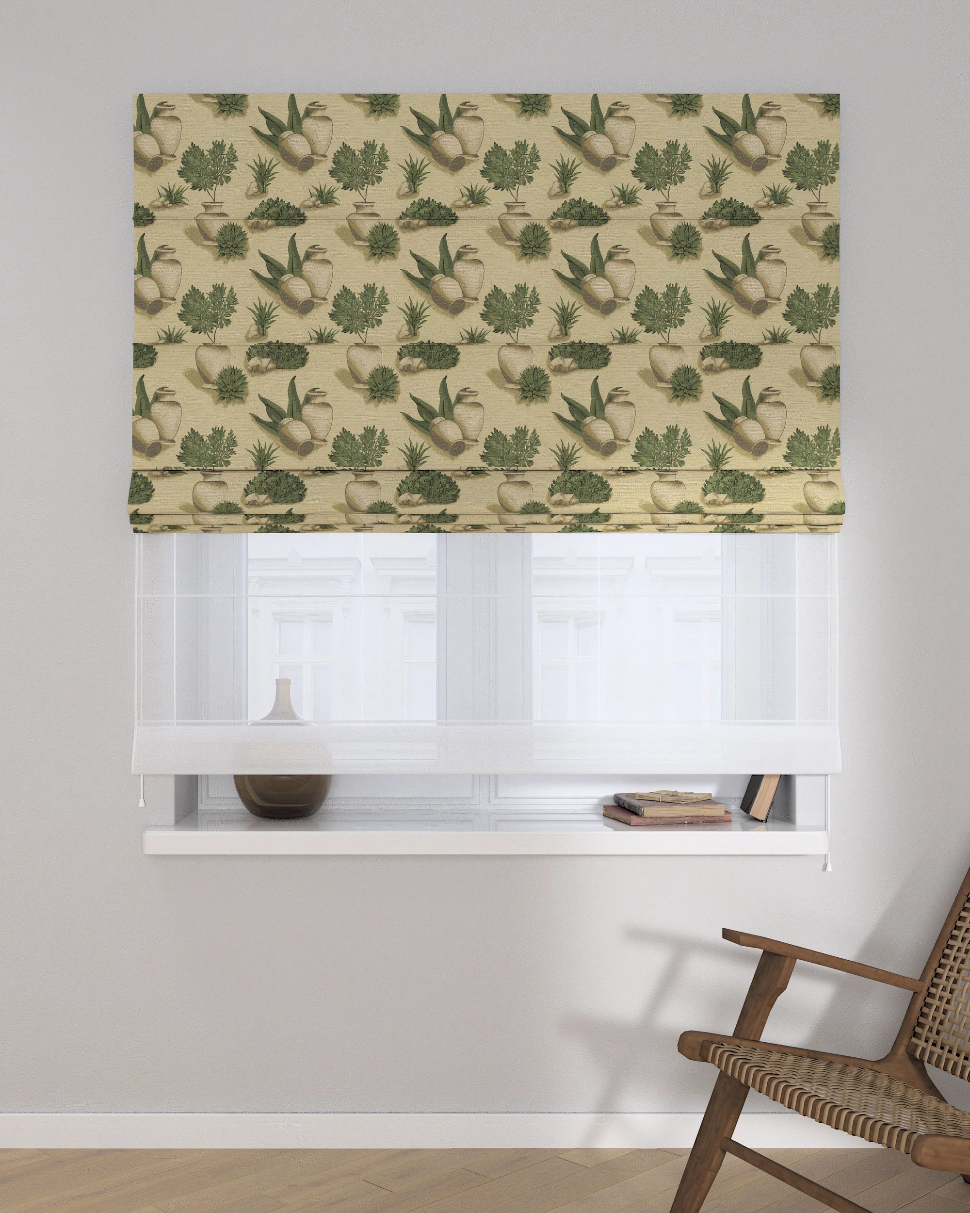 Double layered Roman blind DUO product colour beige fabric structured, patterned (hover)